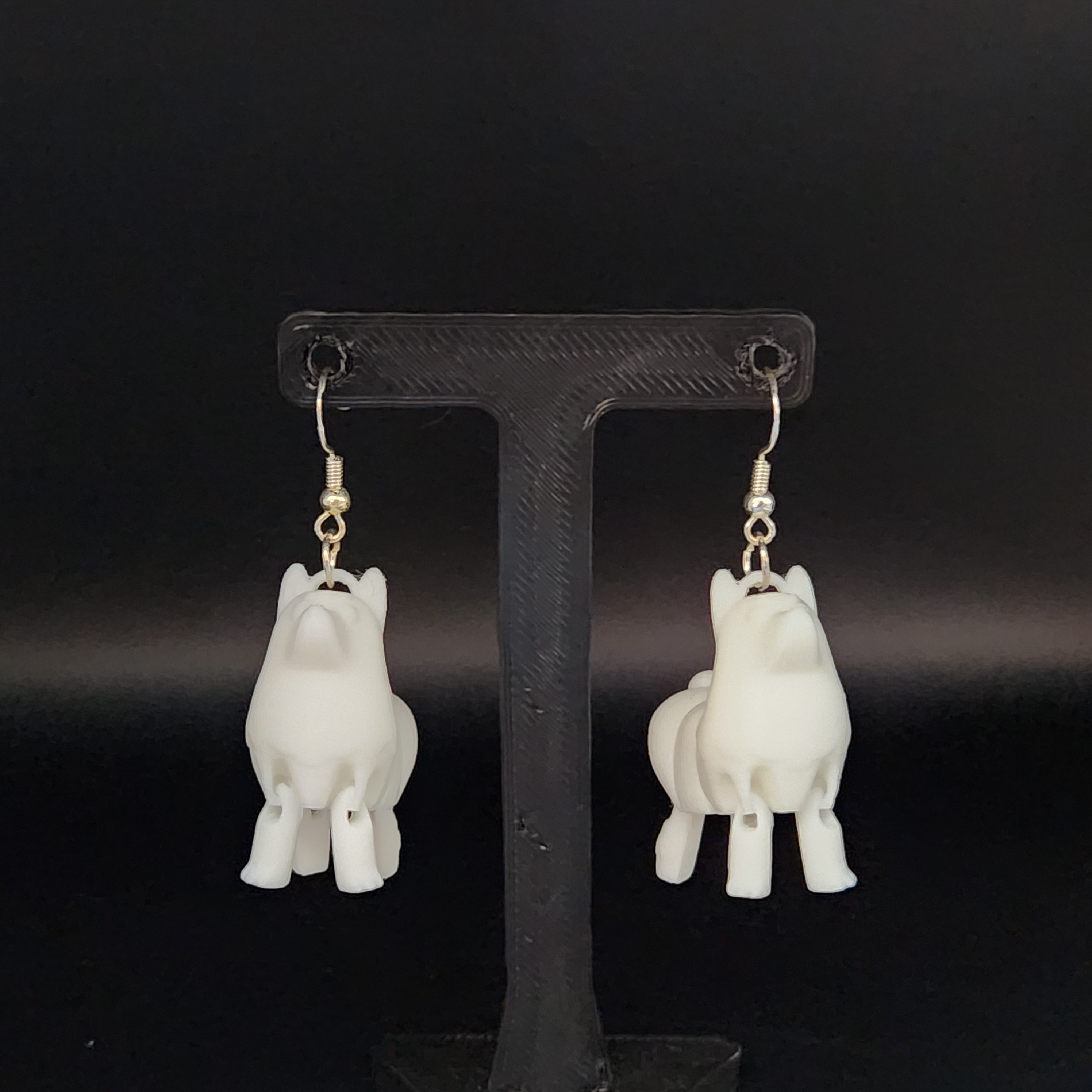 White Corgi Articulated Dangle Earrings