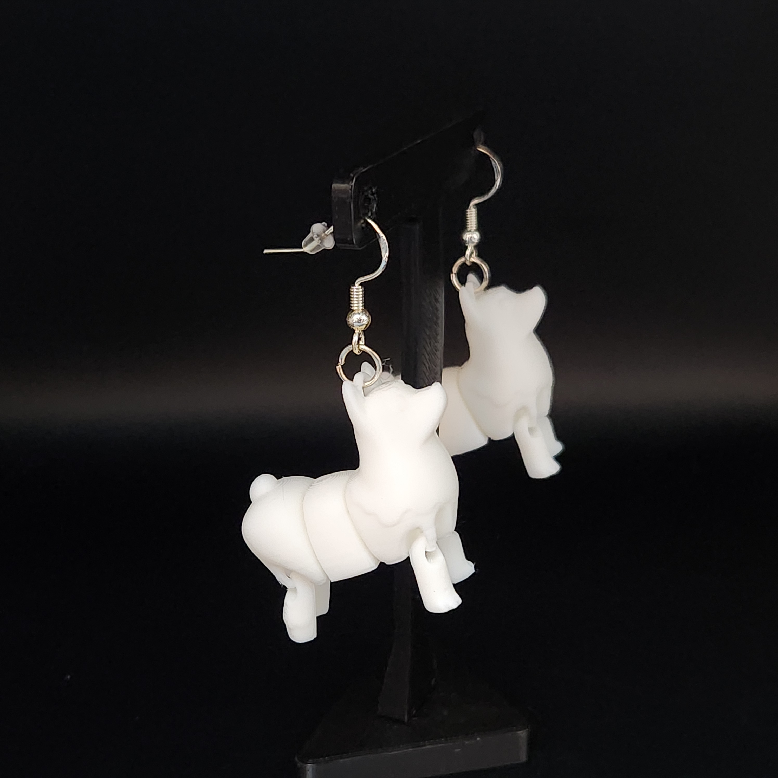 White Corgi Articulated Dangle Earrings