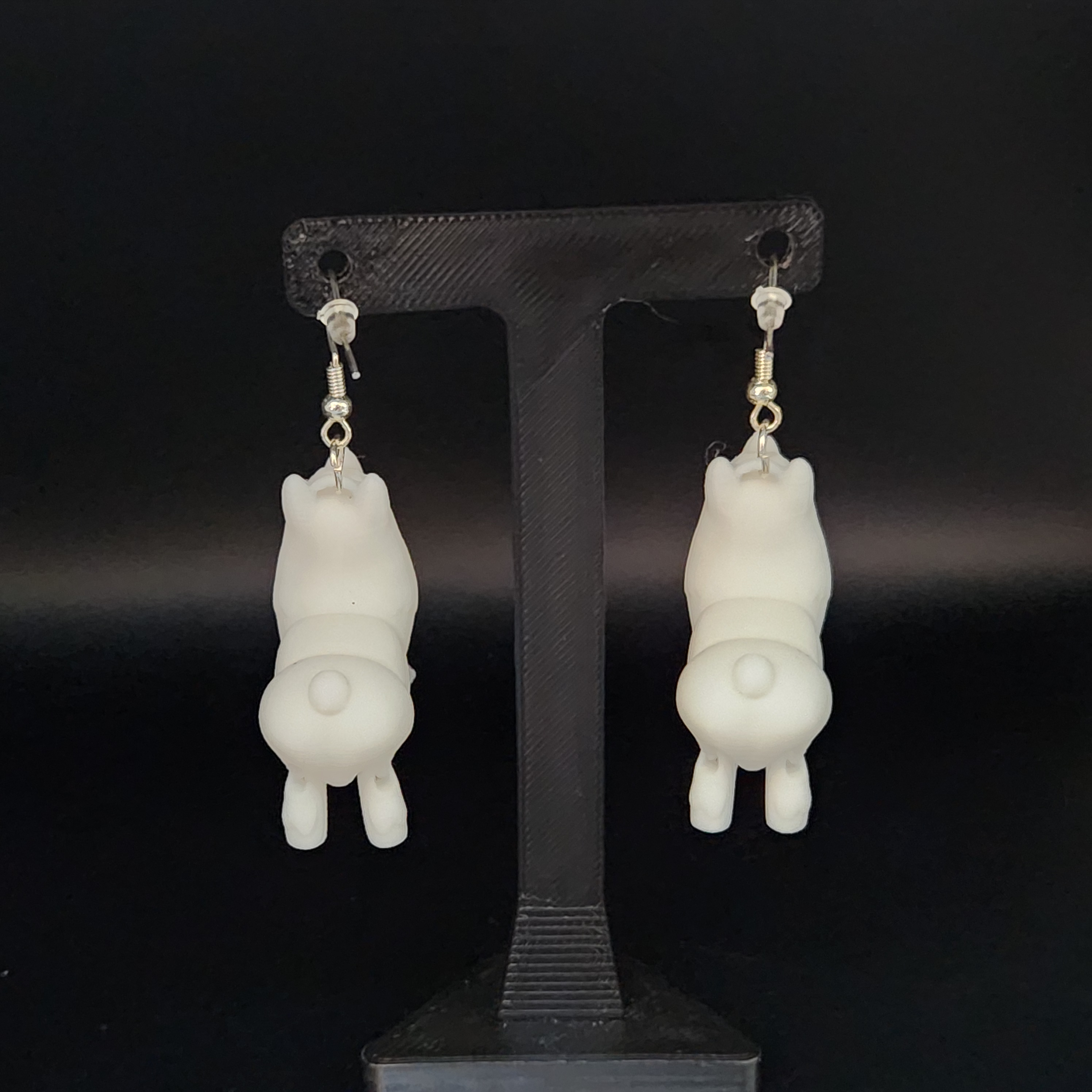 White Corgi Articulated Dangle Earrings