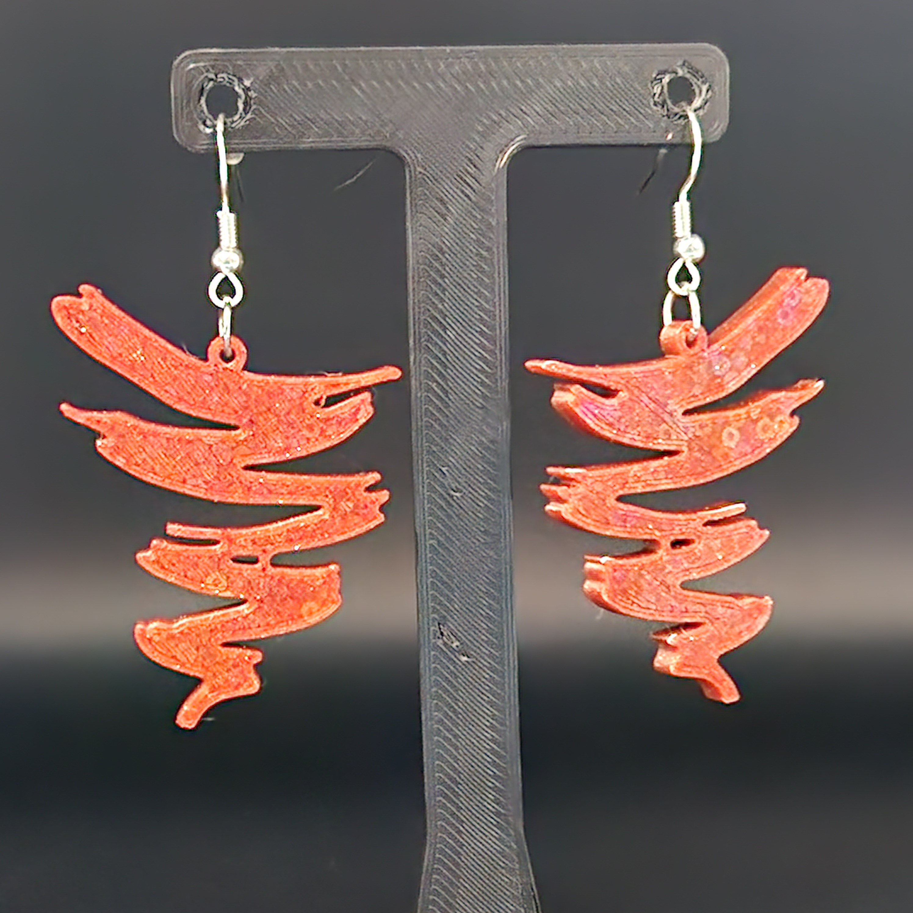 Abstract Red Swirl Earrings
