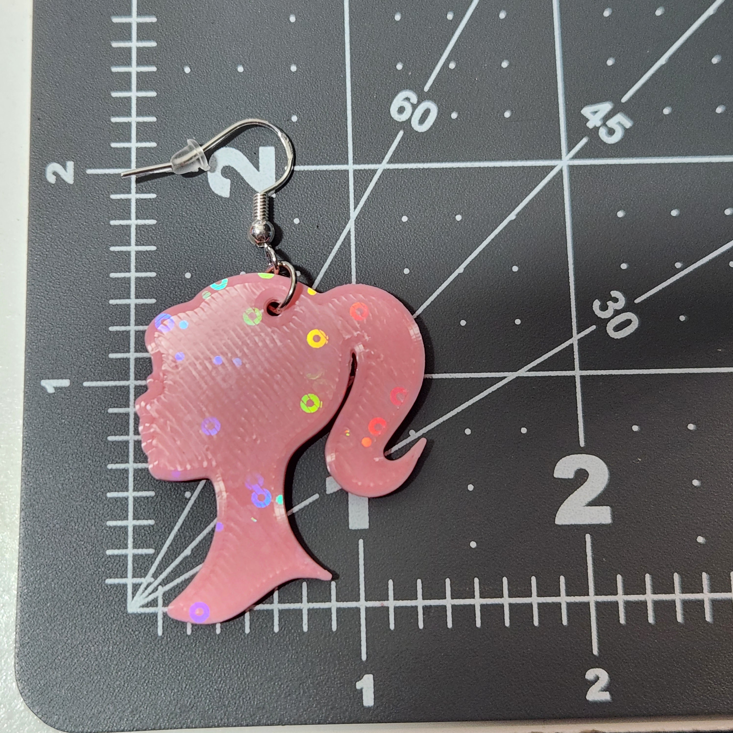 Pink Barbie Silhouette Earrings
