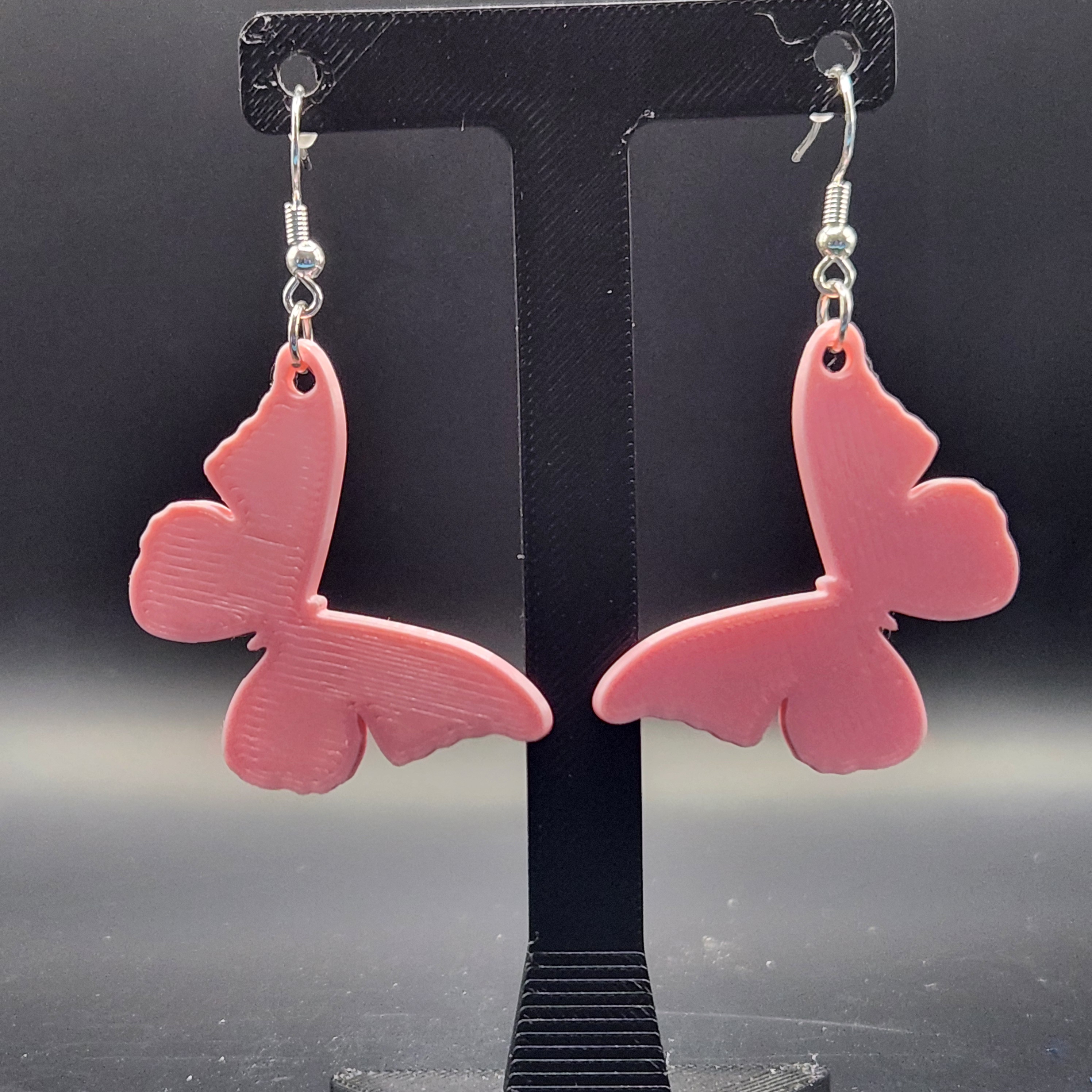 Pink Hologram Butterfly Earrings