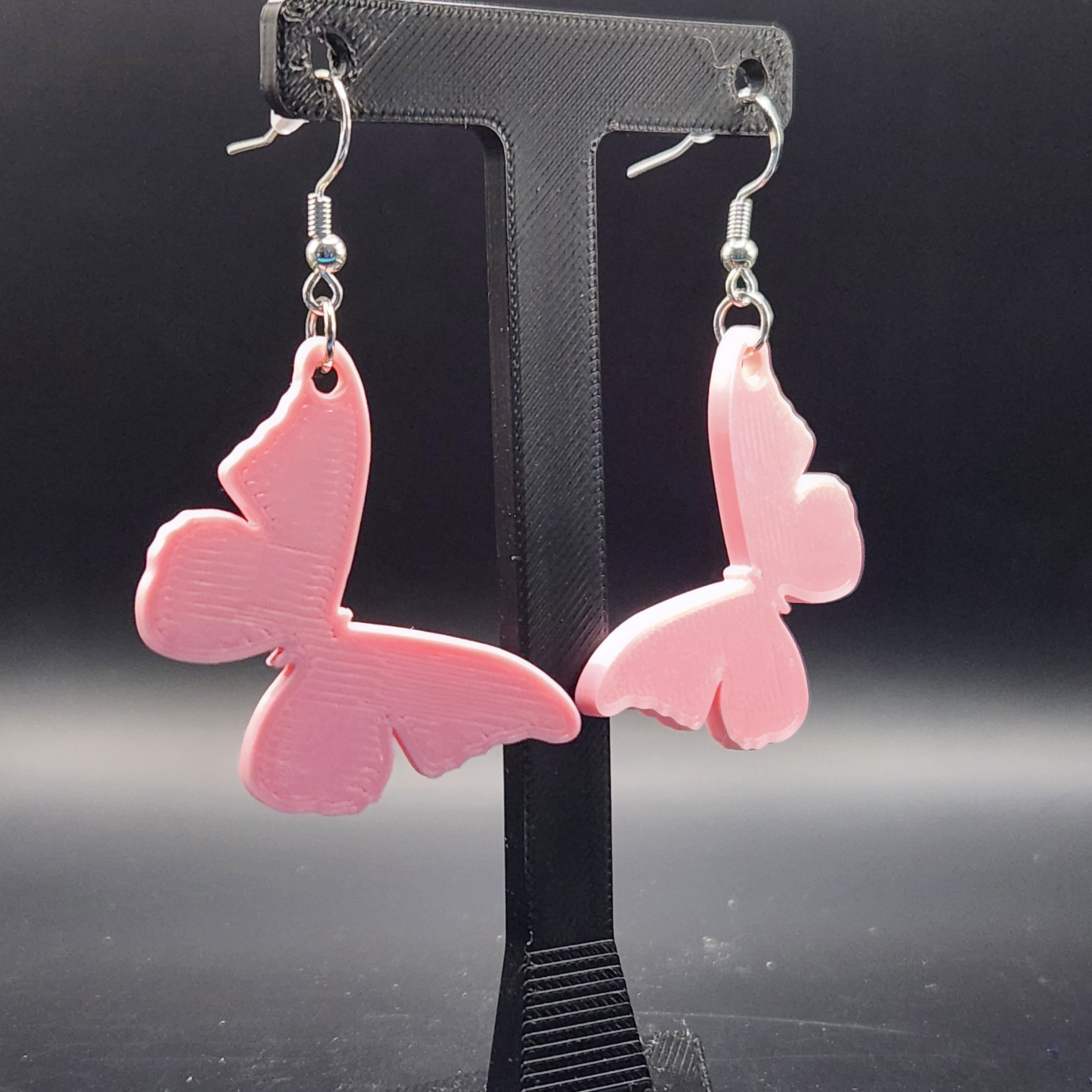 Pink Hologram Butterfly Earrings