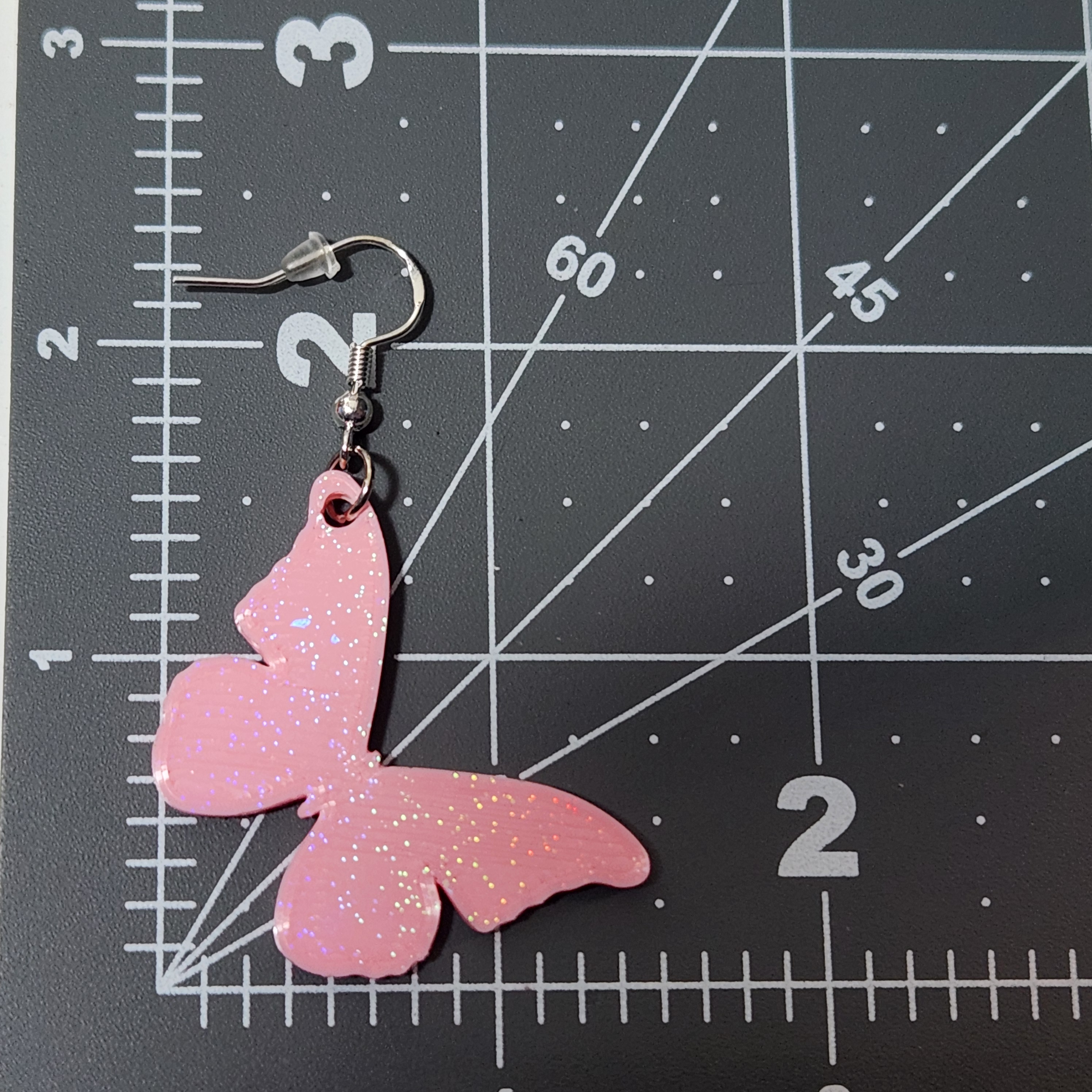 Pink Hologram Butterfly Earrings