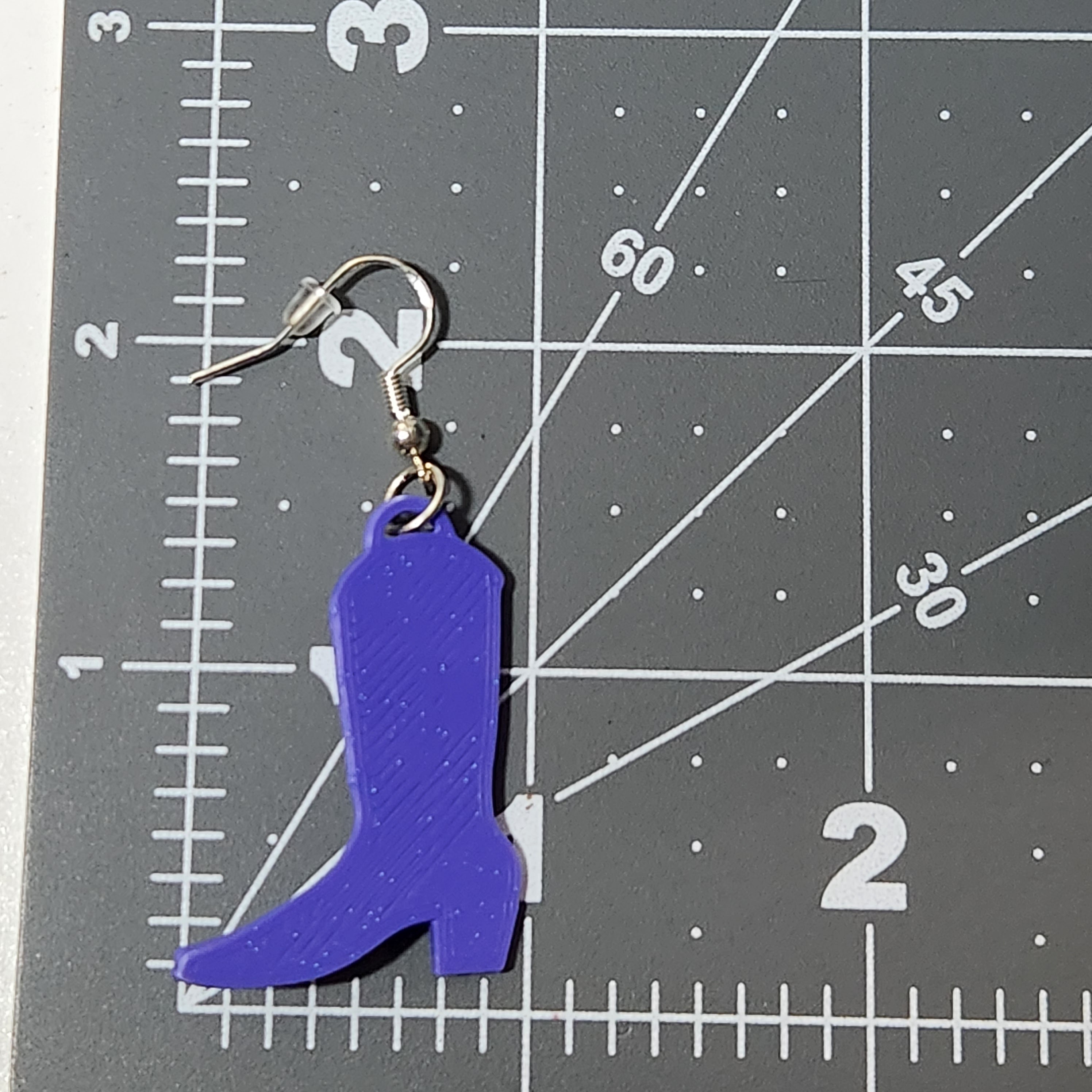 Hologram Purple Cowboy Boot Earrings