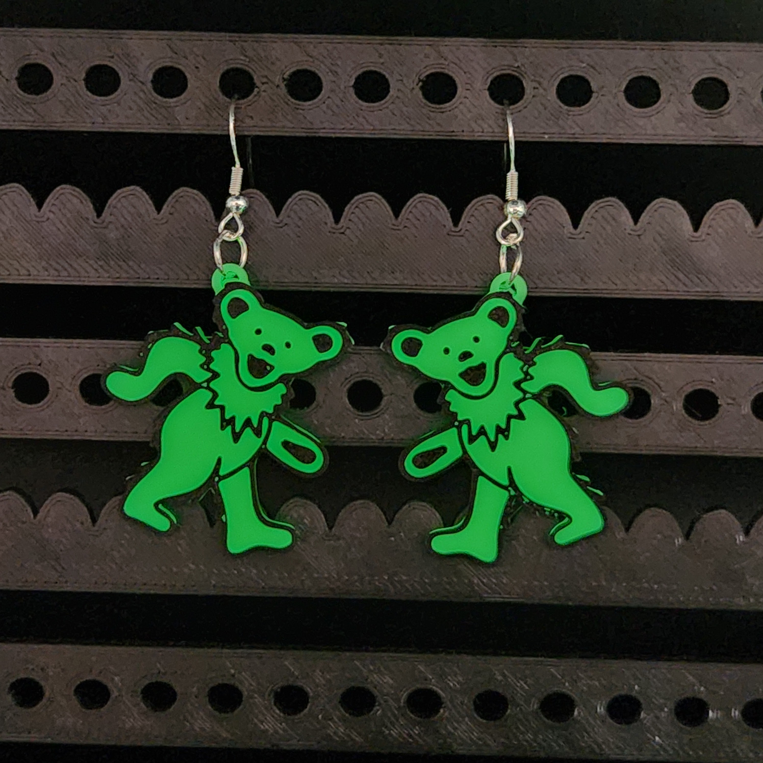 Glow-in-the-Dark Grateful Dead Bear Earrings
