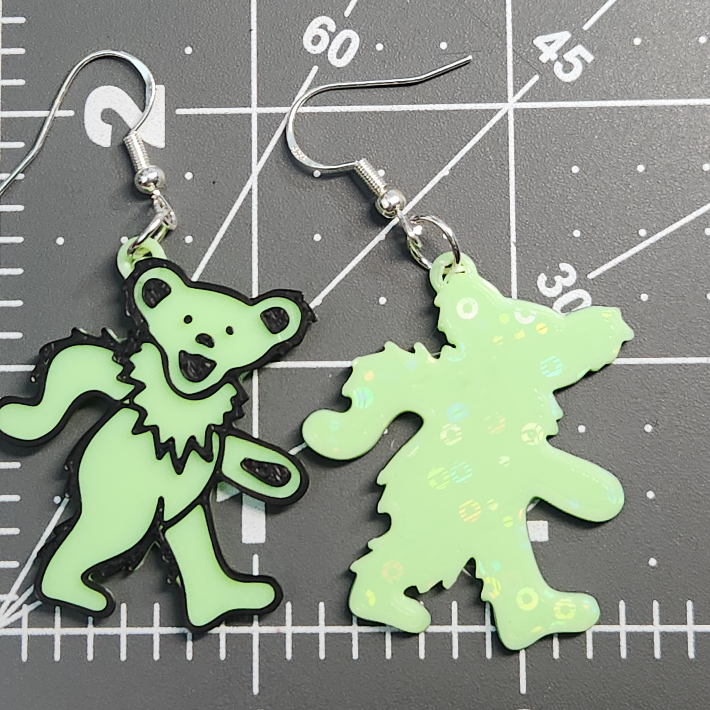 Glow-in-the-Dark Grateful Dead Bear Earrings