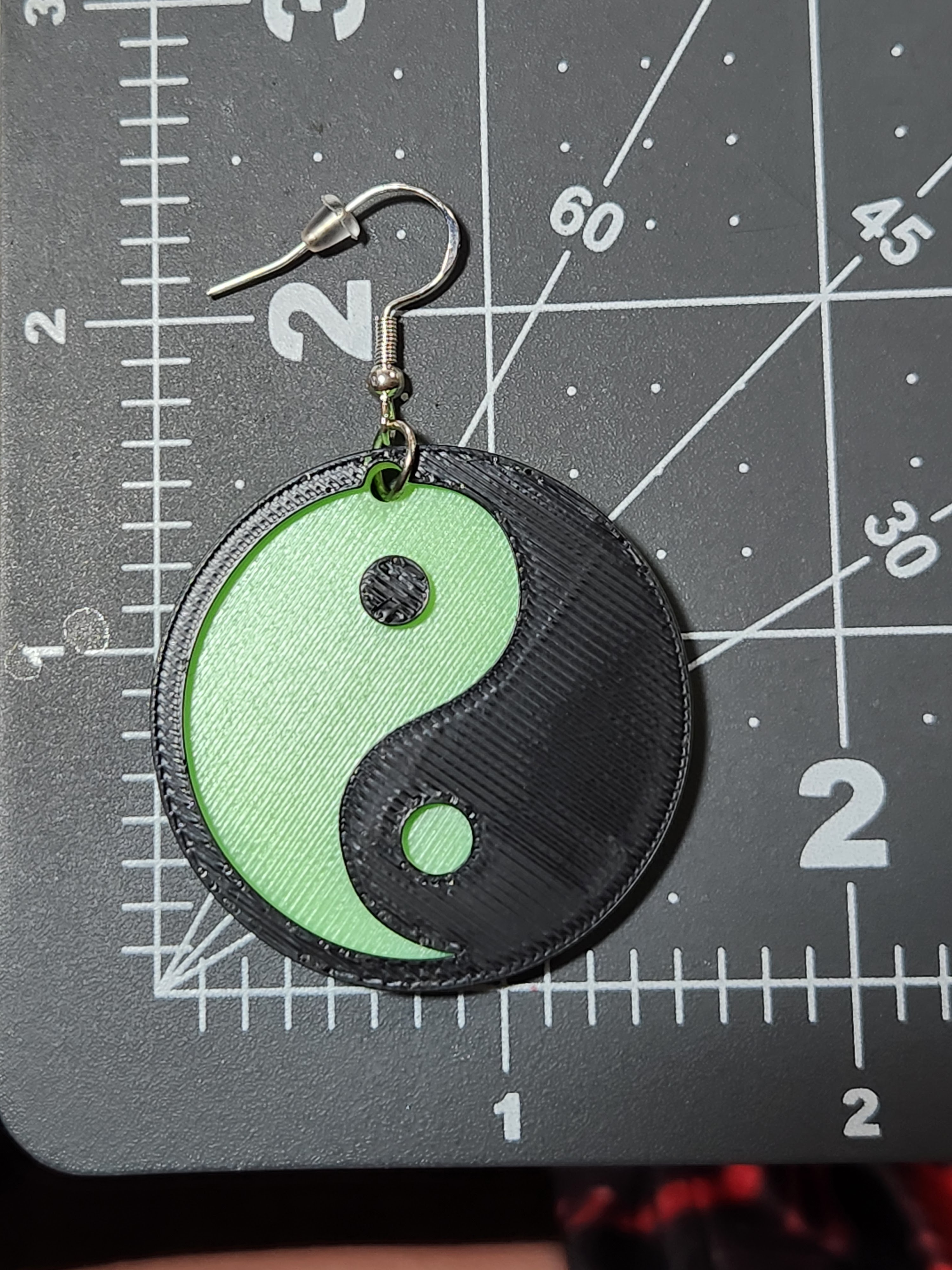Glow in the Dark Black and Green Yin Yang Earrings