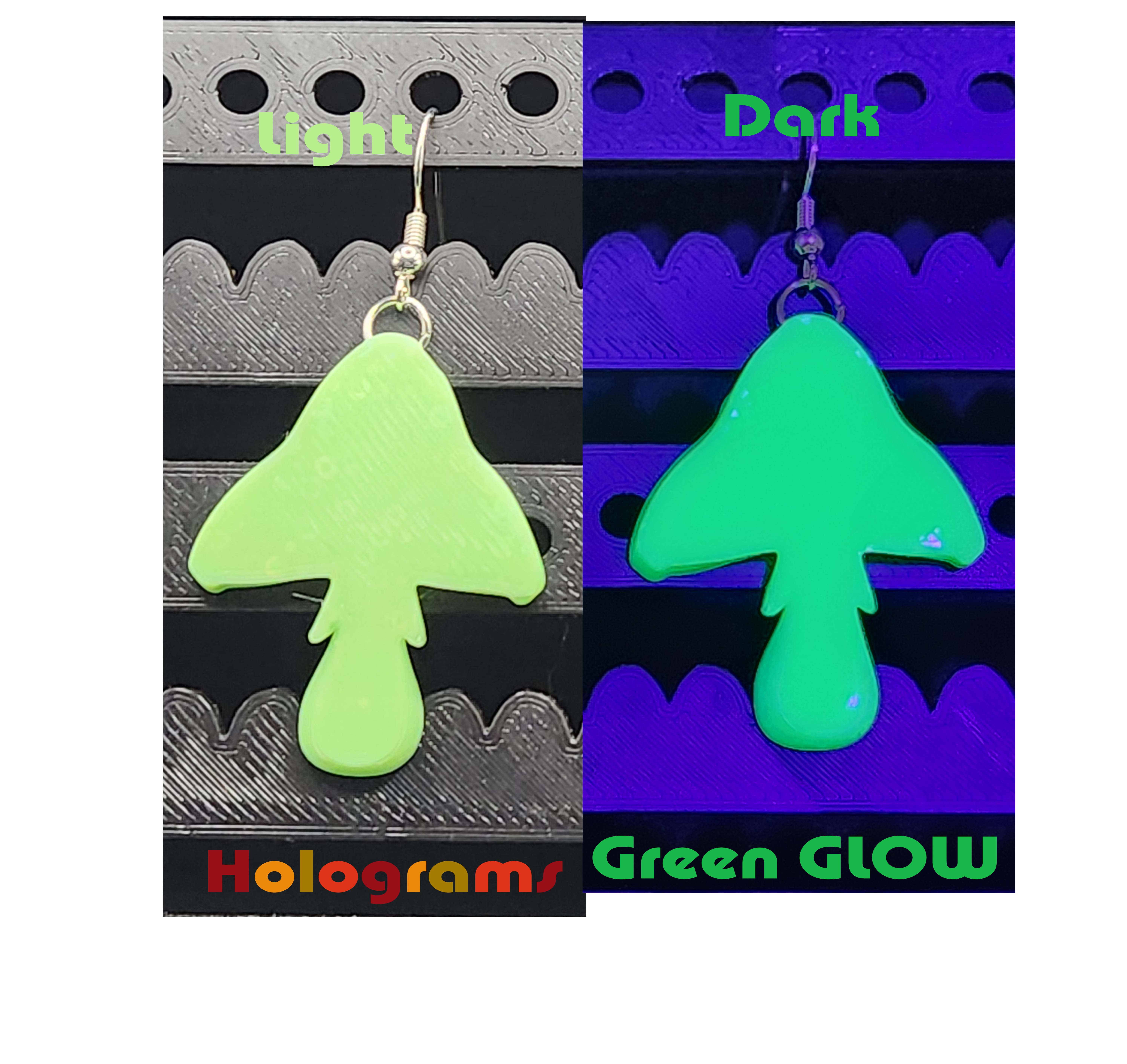 Glow in the Dark Mushroom Earrings