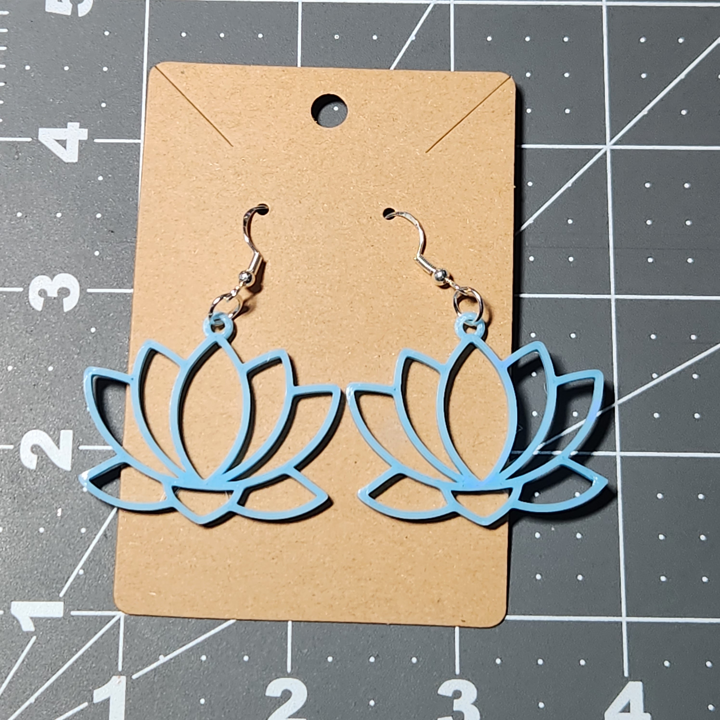 Blue Glow in the Dark Lotus Flower Earrings