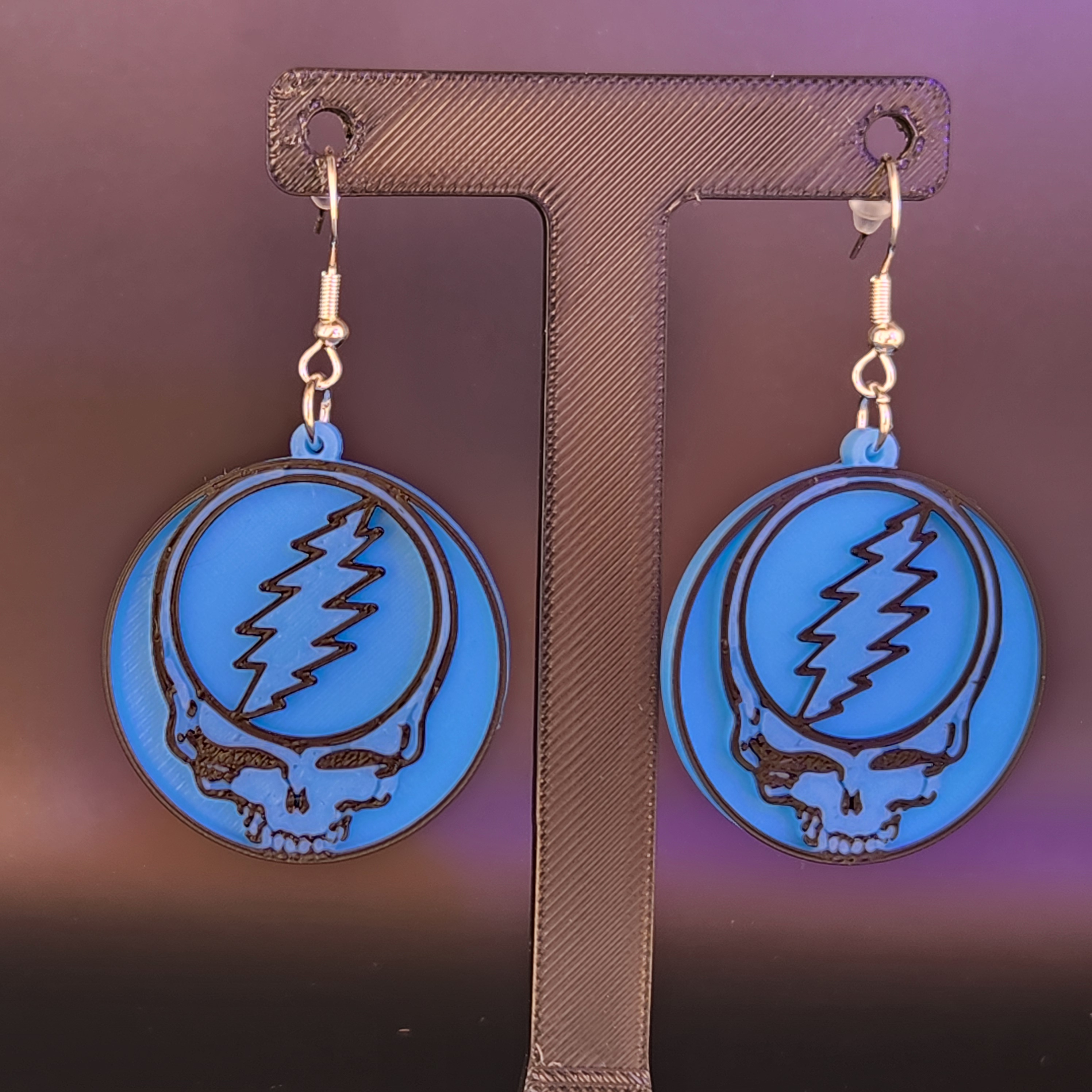 Blue Glow in the Dark Grateful Dead Steal Your Face Earrings
