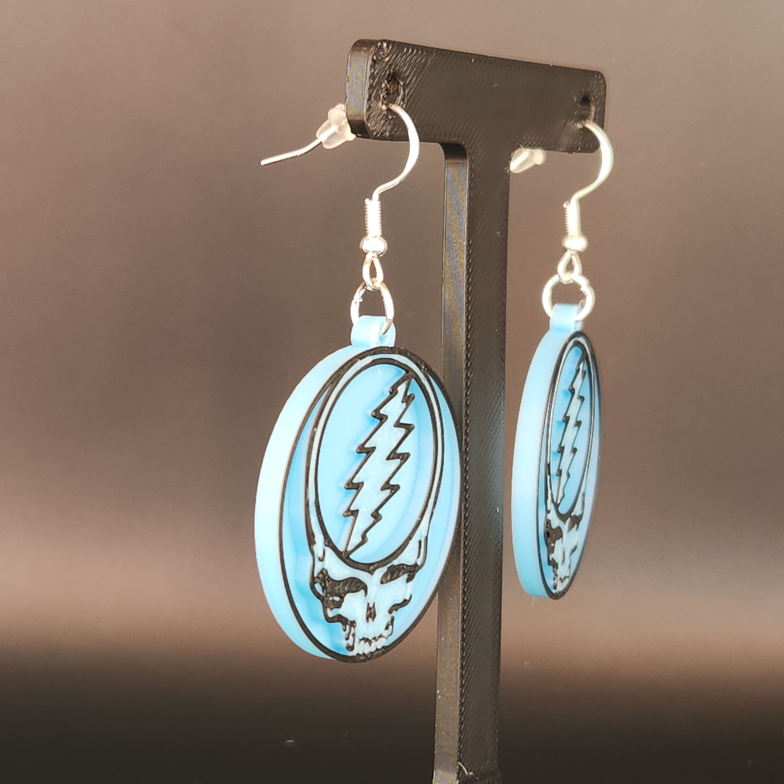 Blue Glow in the Dark Grateful Dead Steal Your Face Earrings