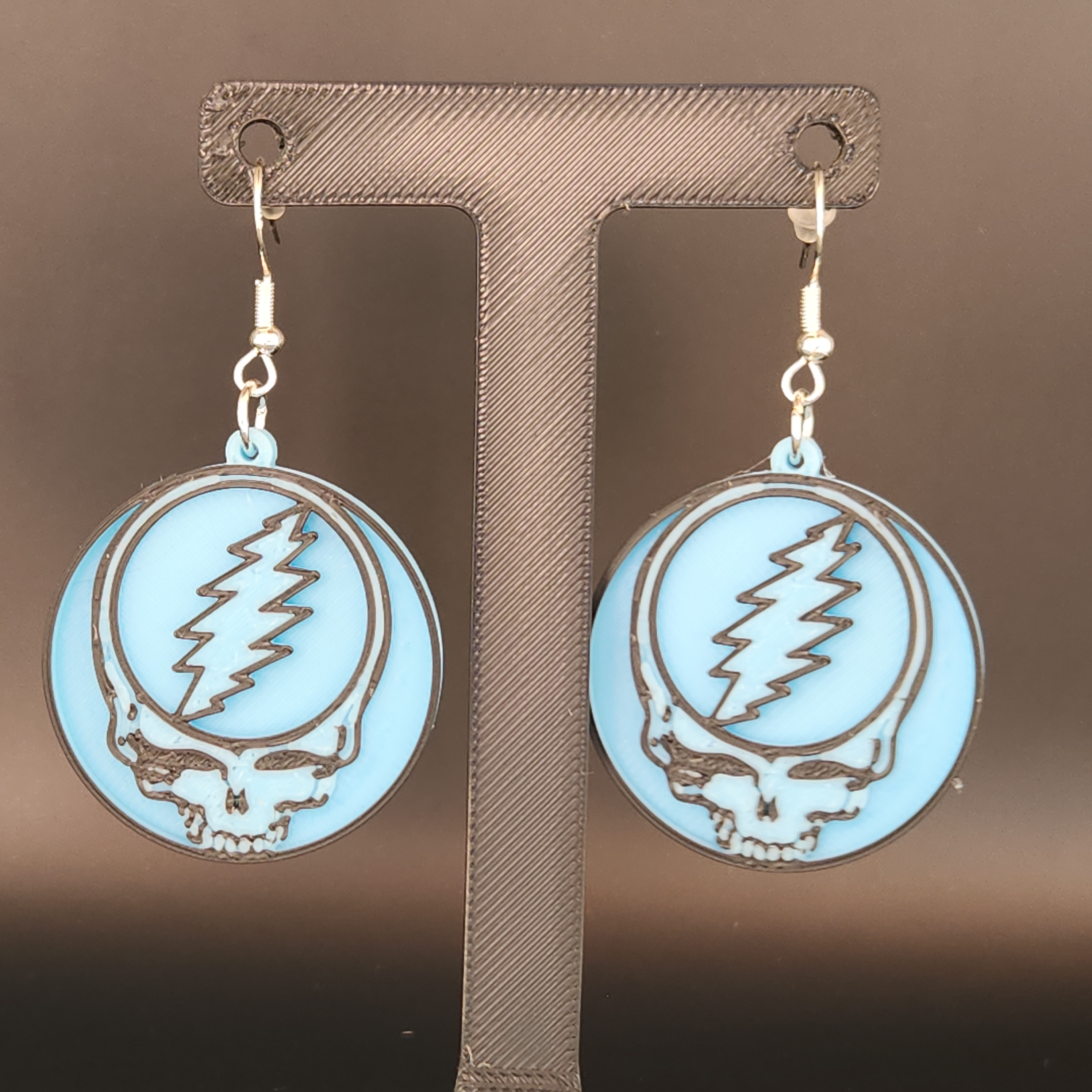 Blue Glow in the Dark Grateful Dead Steal Your Face Earrings