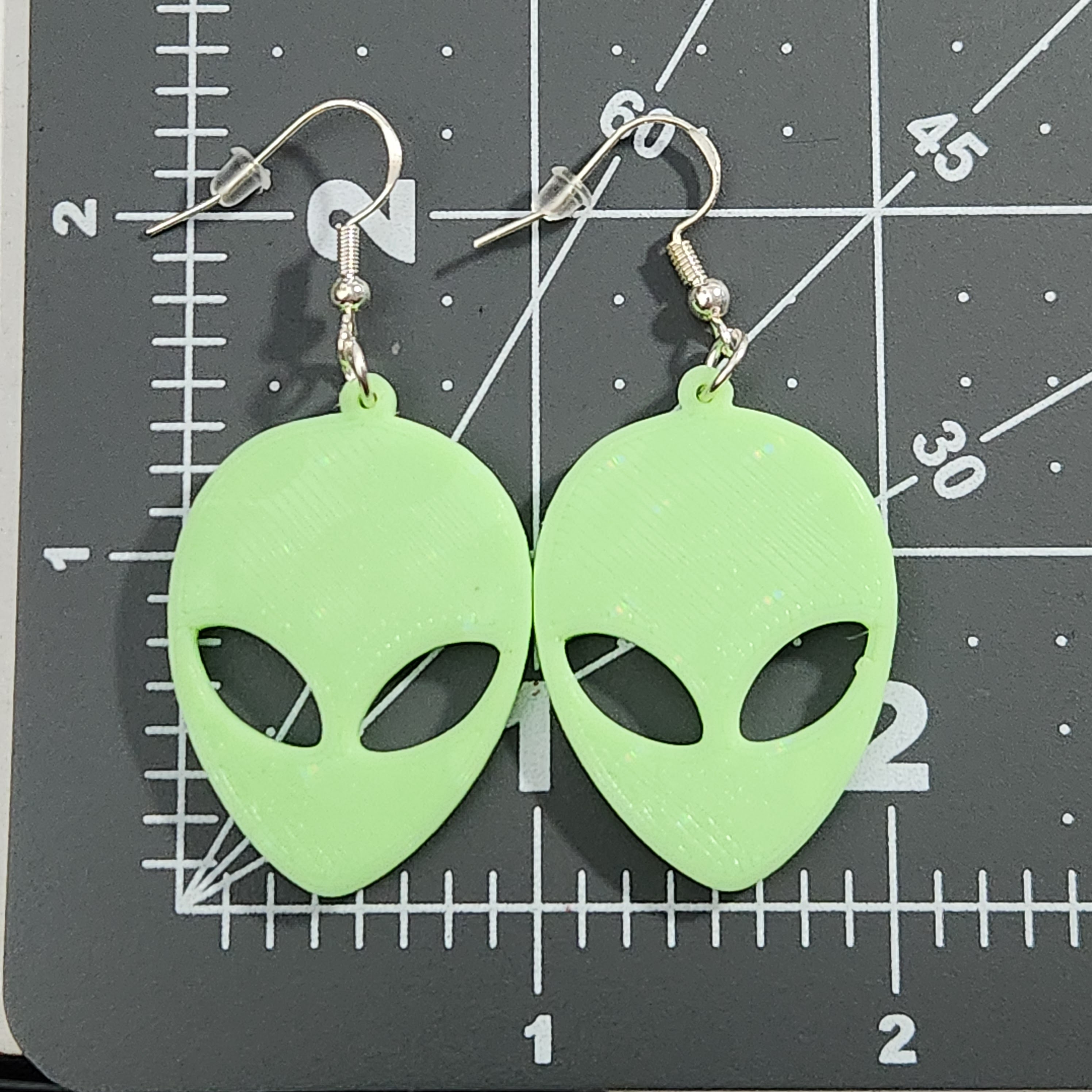 Glow in the Dark Hologram Alien Head Earrings