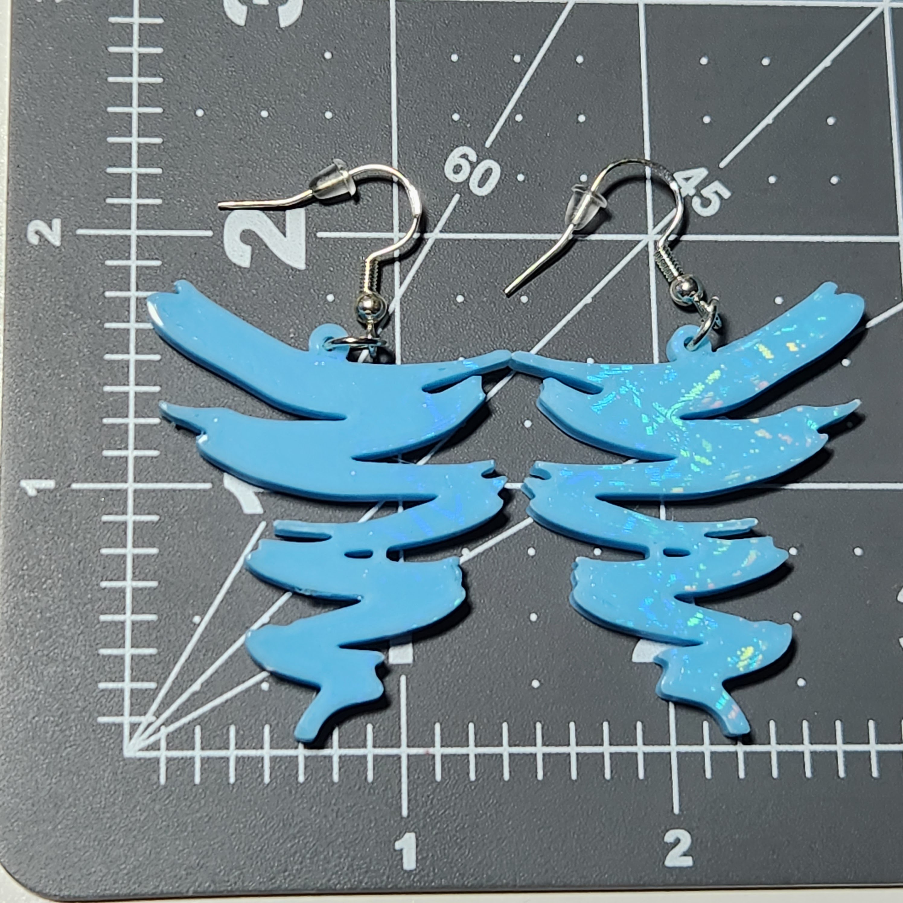 Blue, Glow in the Dark Abstract Squiggle Earrings