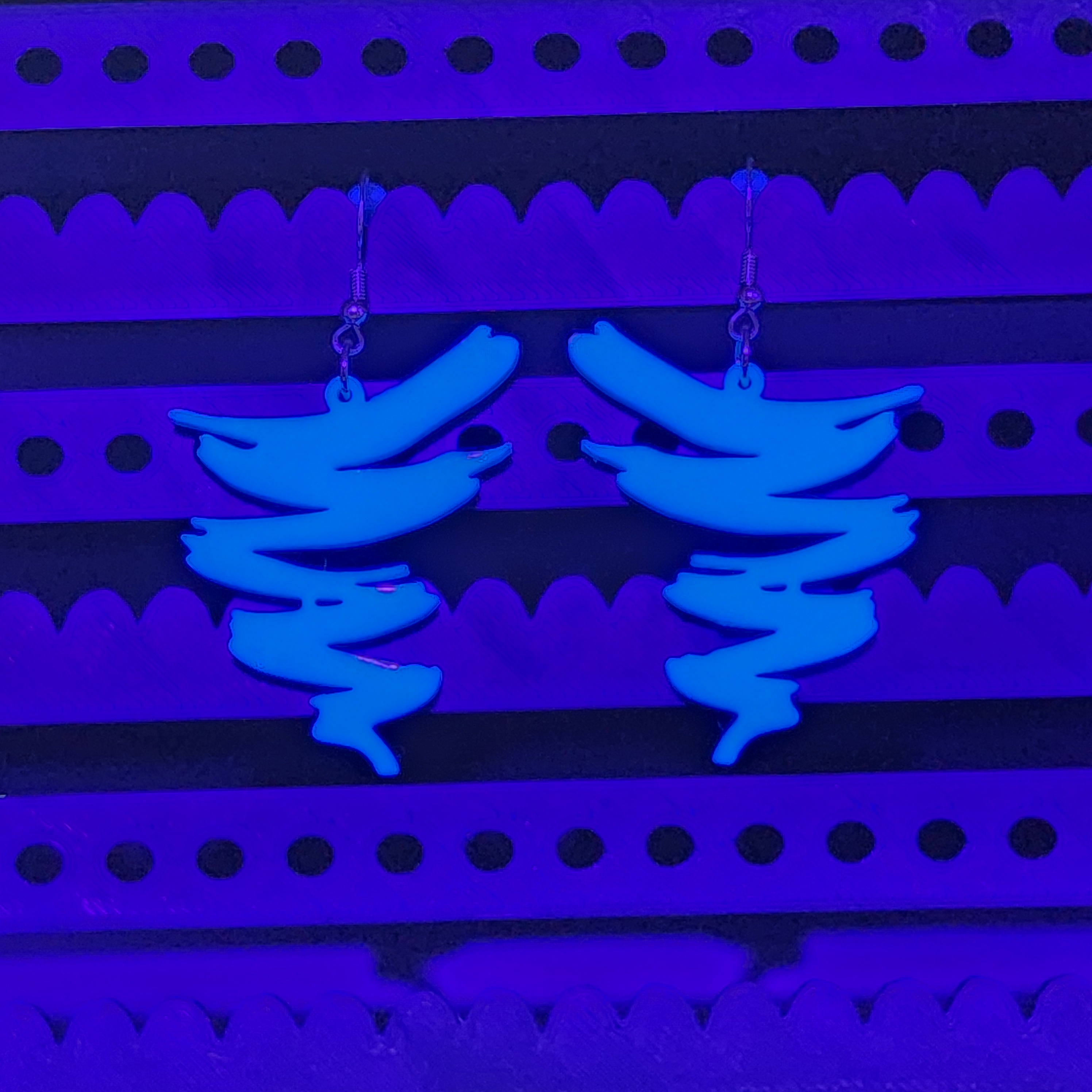 Blue, Glow in the Dark Abstract Squiggle Earrings
