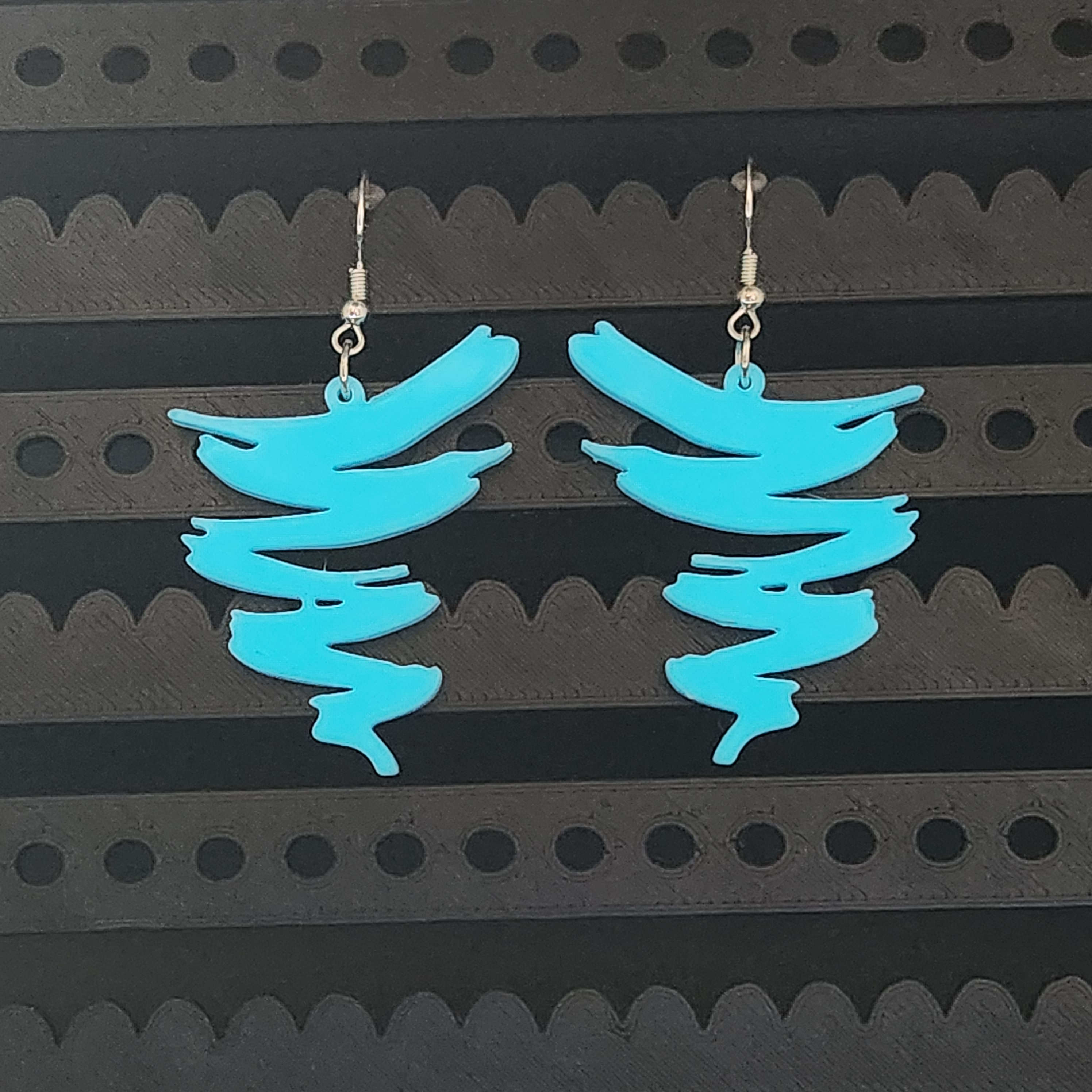 Blue, Glow in the Dark Abstract Squiggle Earrings