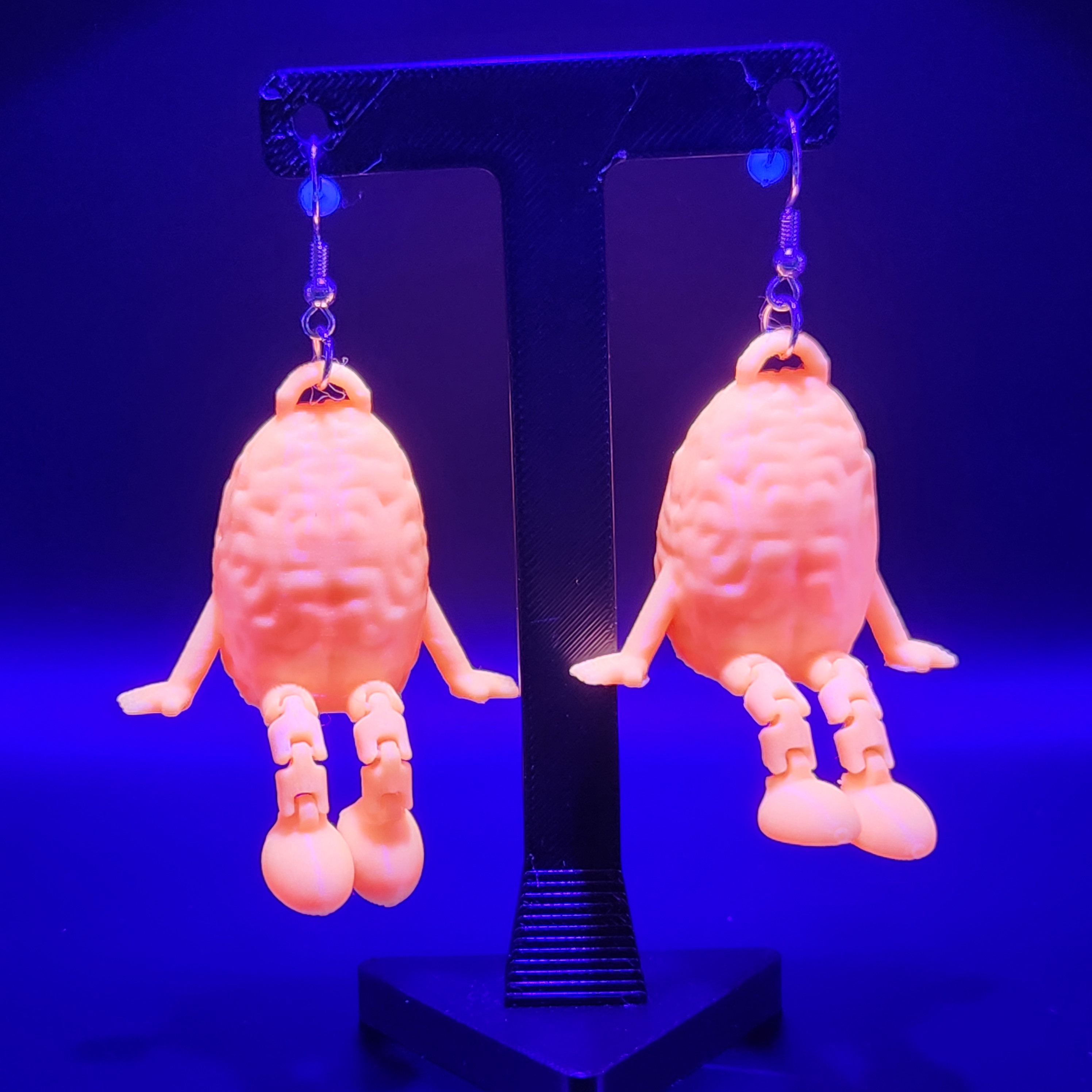 Funky Glow in the Dark Brain Earrings
