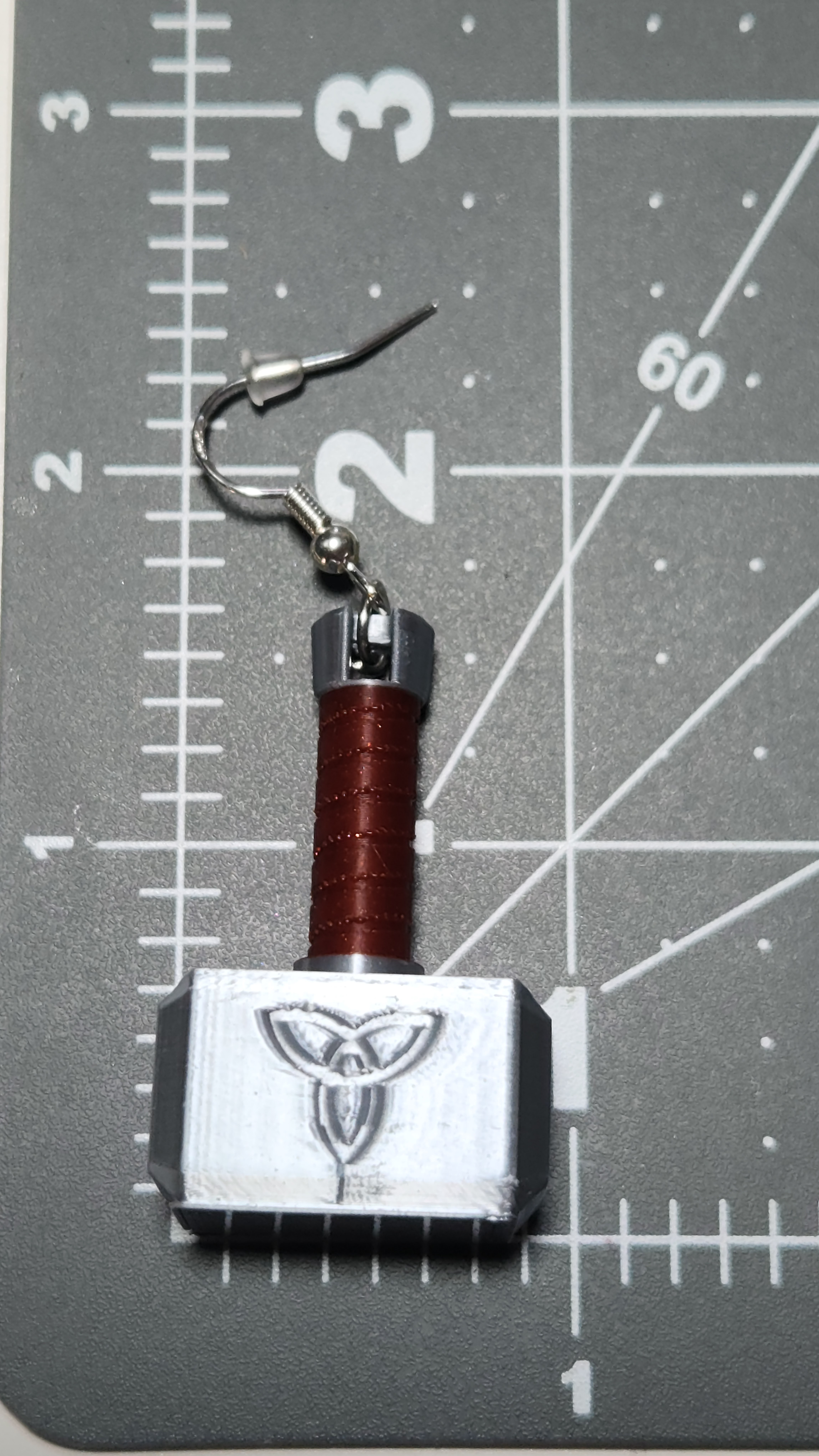 Thor's Hammer Mjolnir 3D Printed Earrings