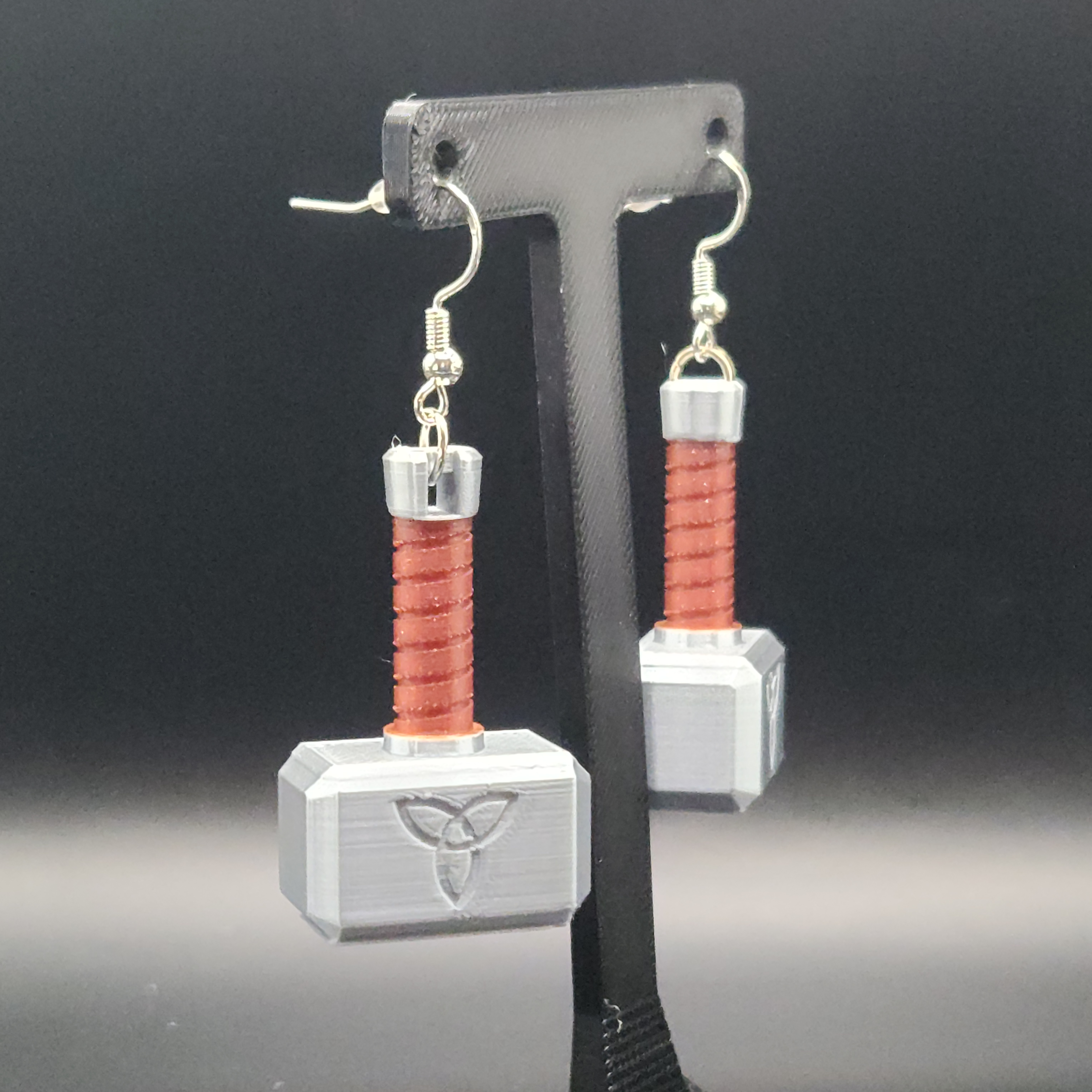 Thor's Hammer Mjolnir 3D Printed Earrings