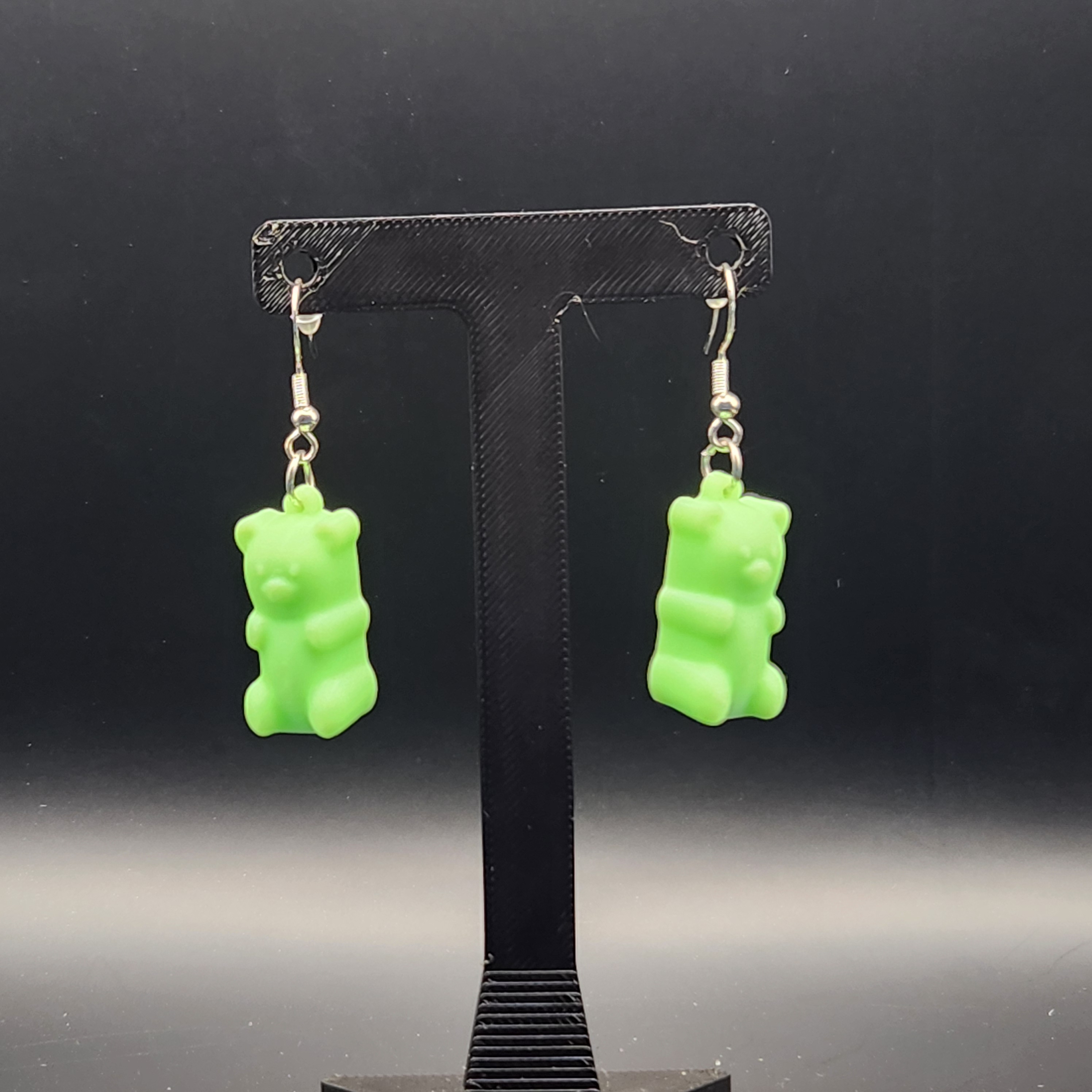 Green Glow in the Dark Gummy Bear Earrings