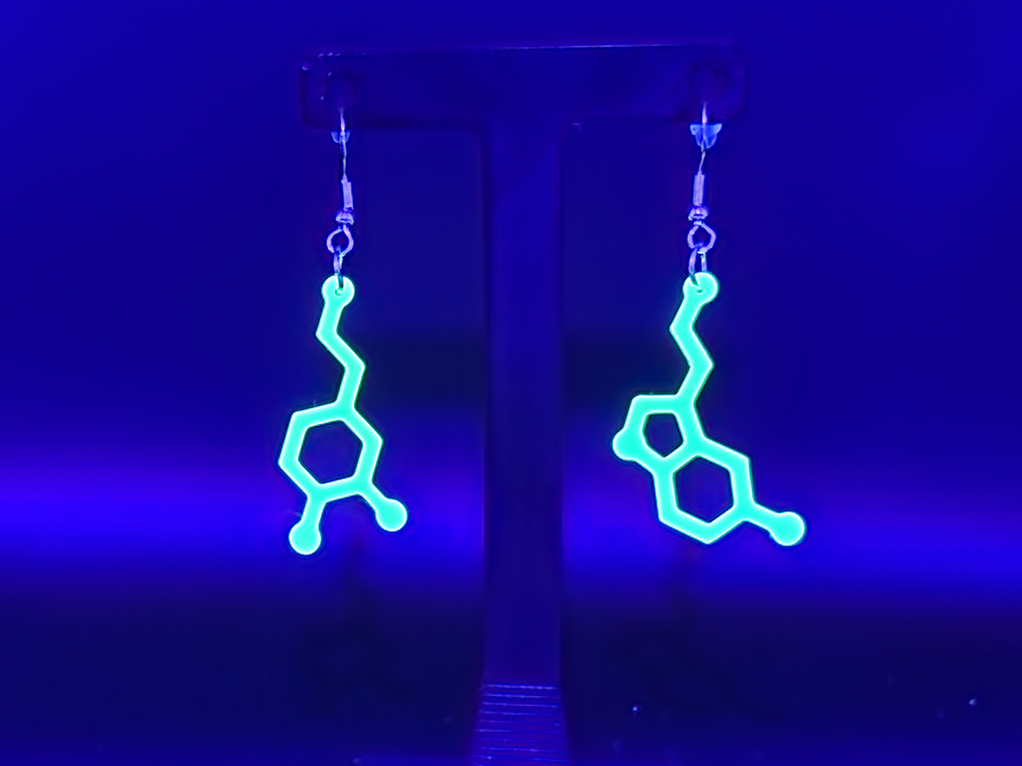 Green Glow Serotonin and Dopamine Molecular Earrings