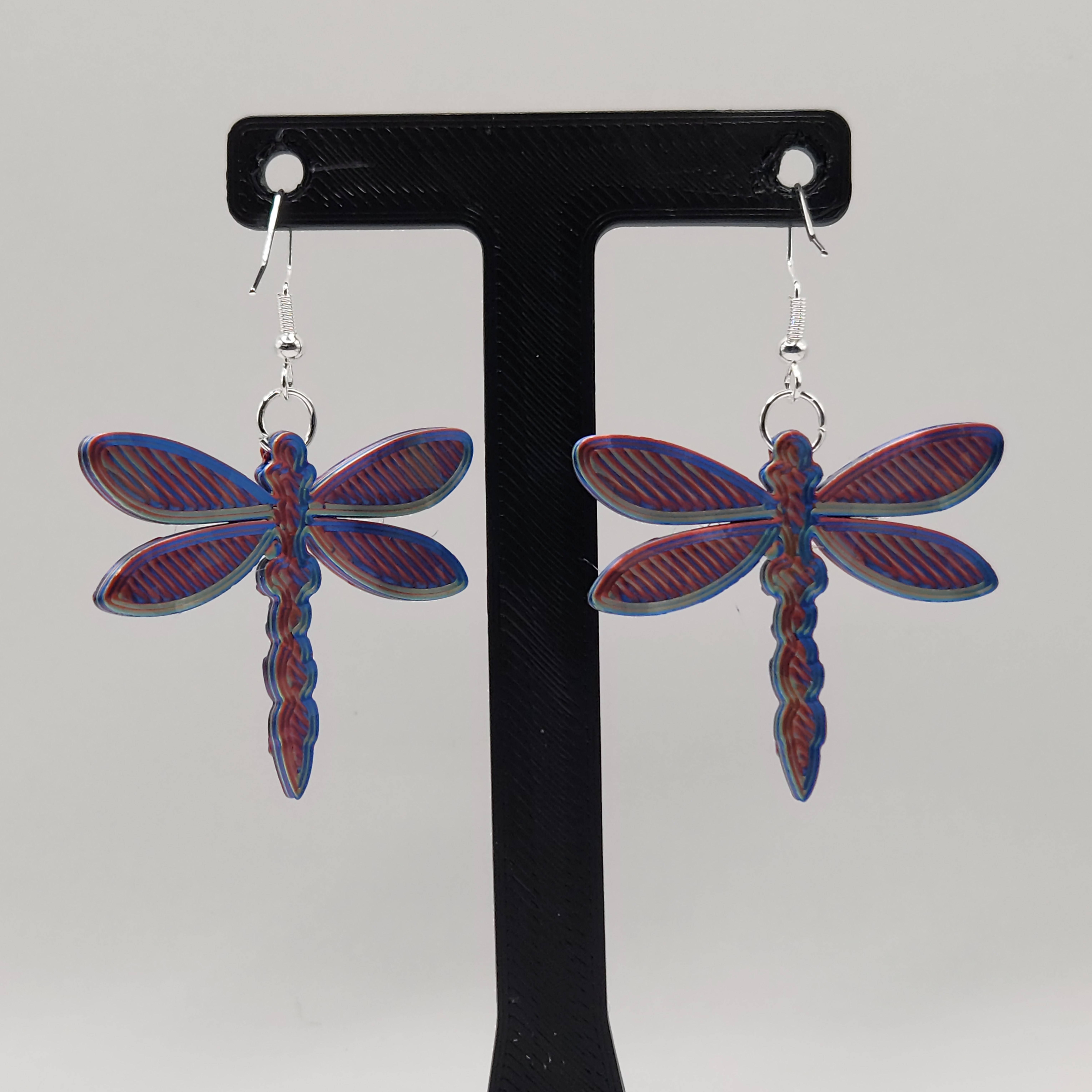 Red, Blue, Green Celtic Knot Hologram Dragonfly Earrings