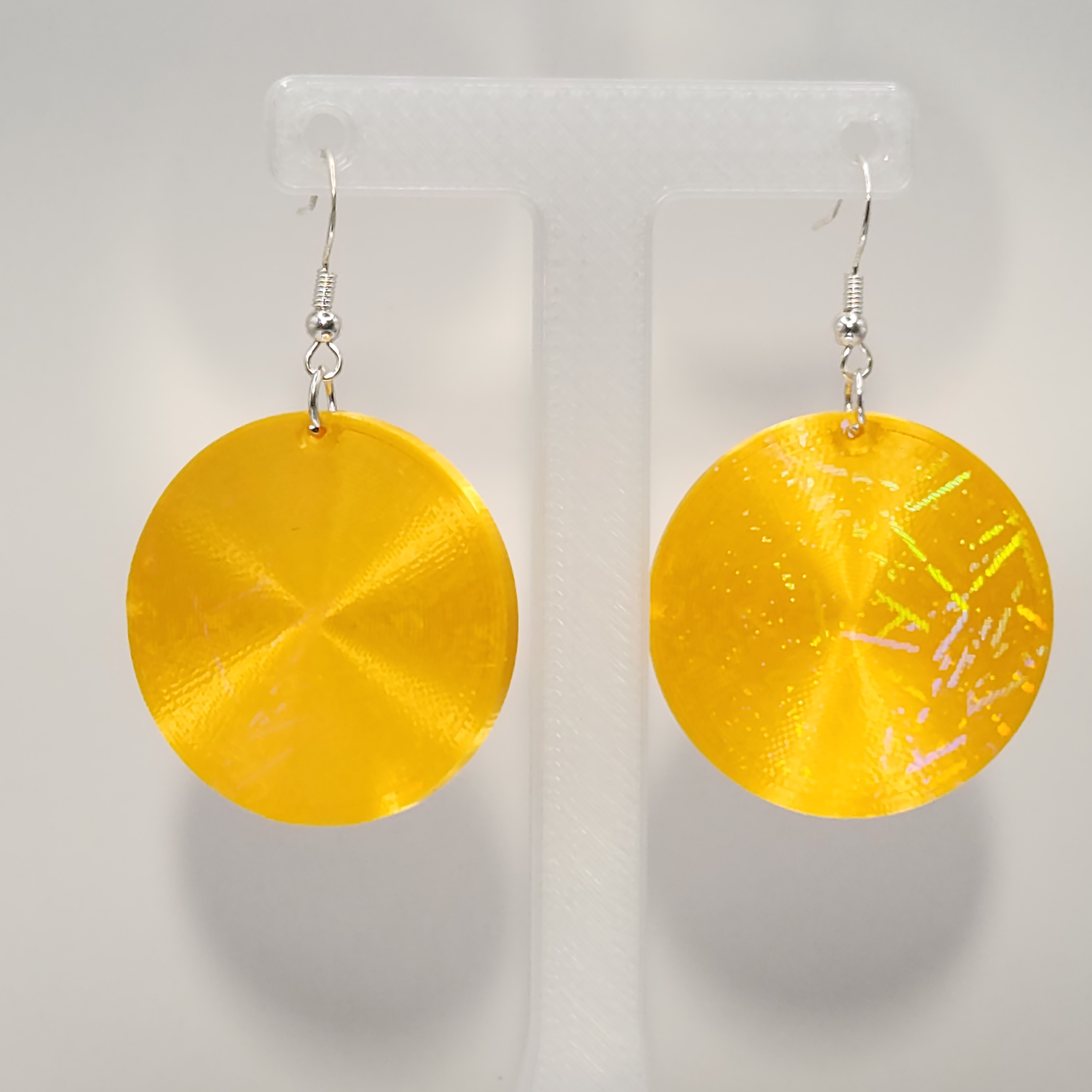 Yellow Gold Hologram Round Earrings