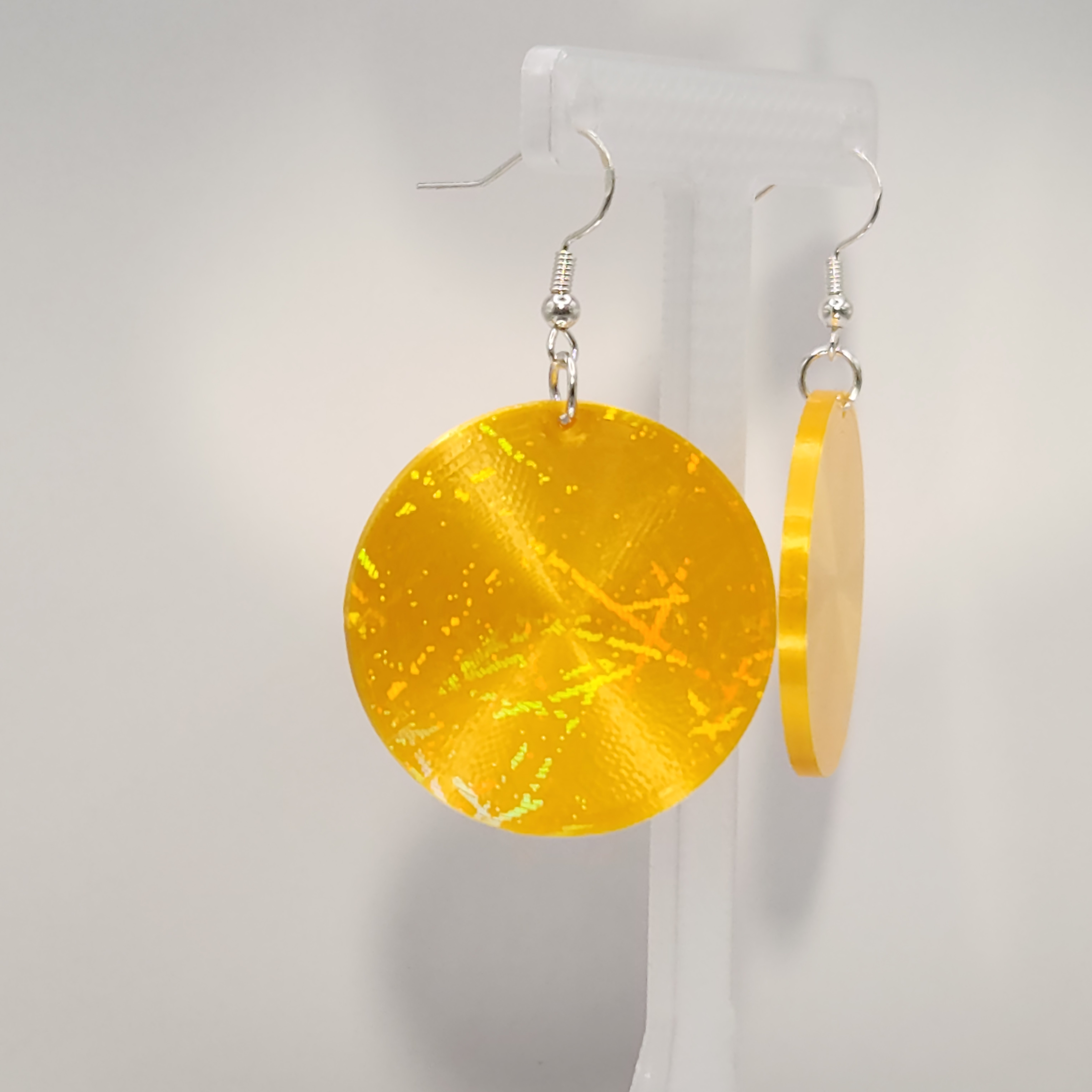 Yellow Gold Hologram Round Earrings
