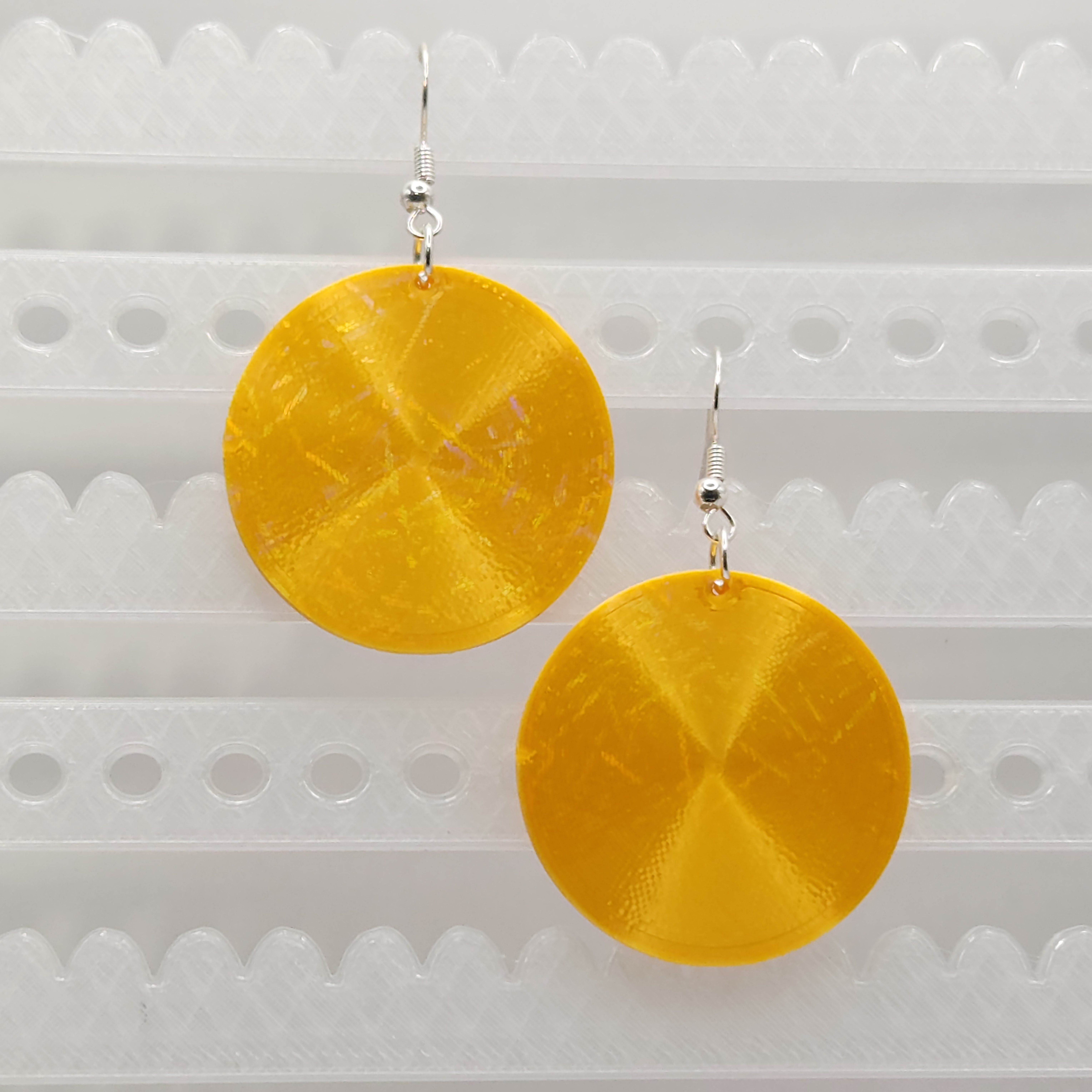 Yellow Gold Hologram Round Earrings