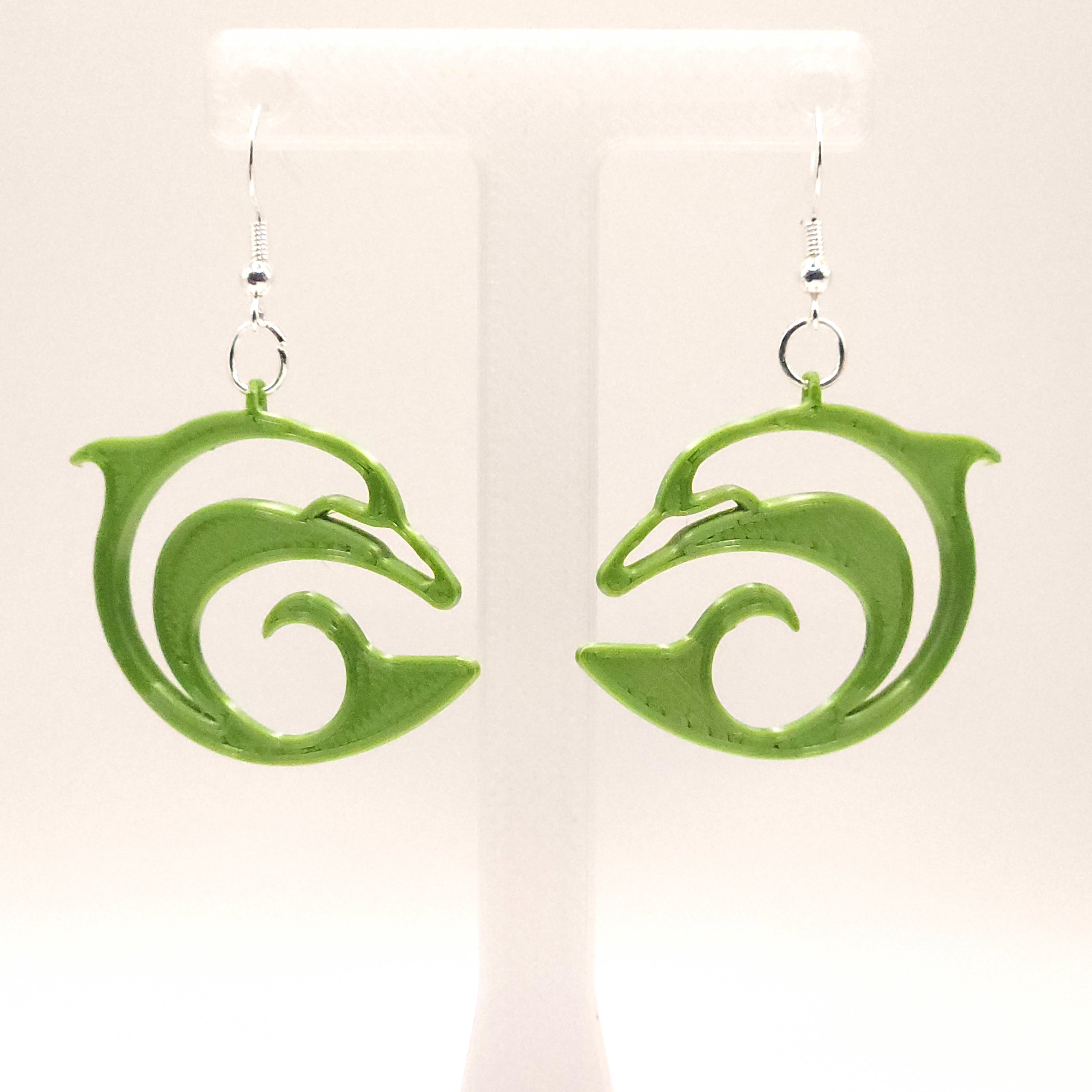 Green Dolphin Earrings