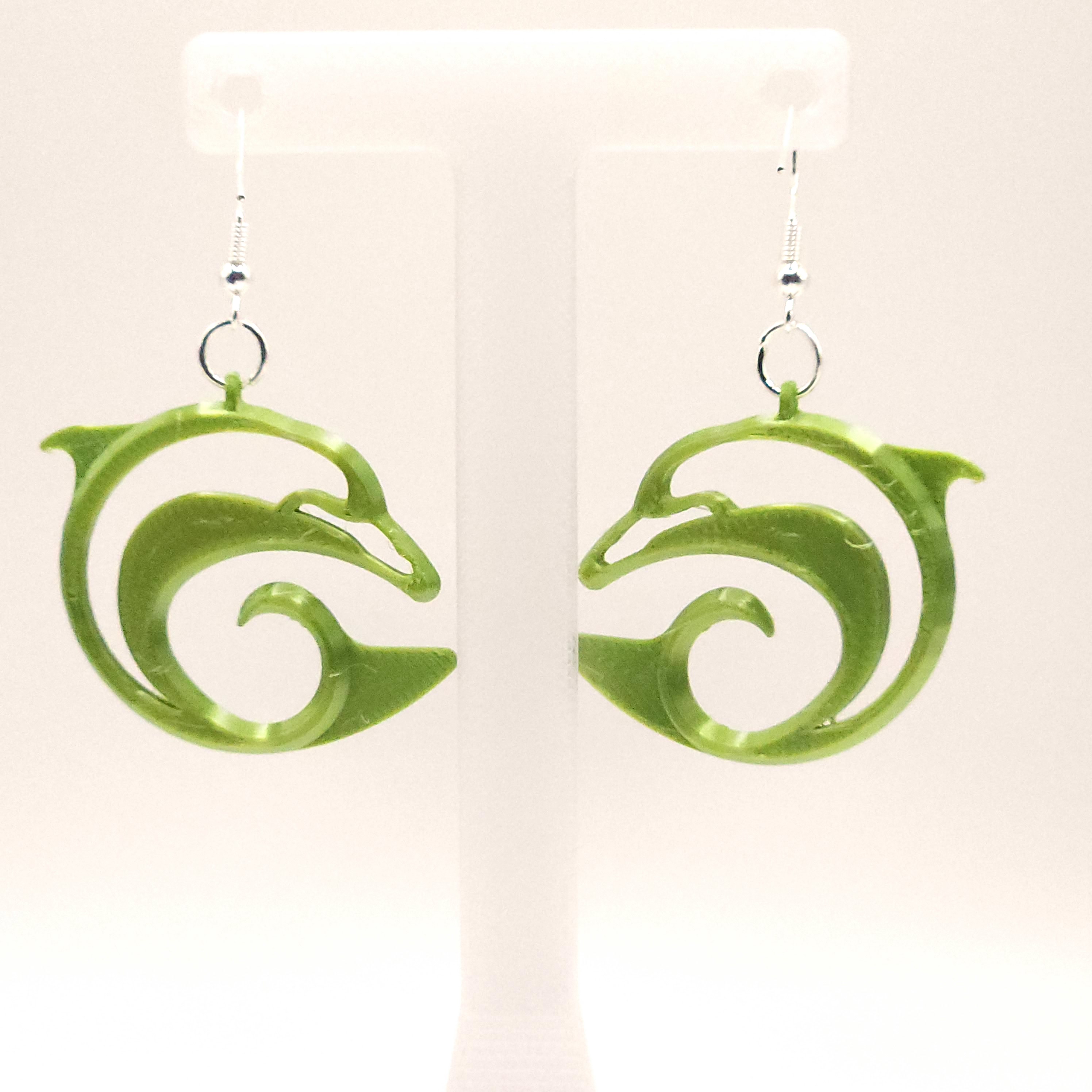 Green Dolphin Earrings