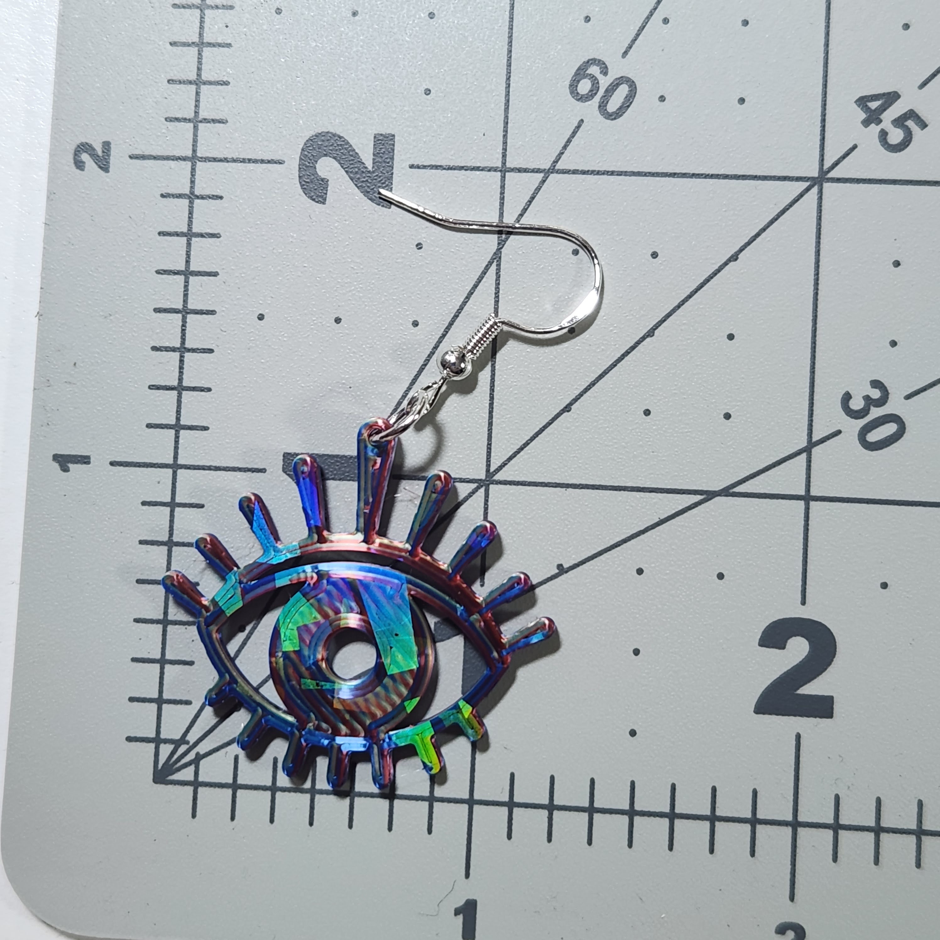 Red, Blue, and Green Colorful Hologram Eye Earrings