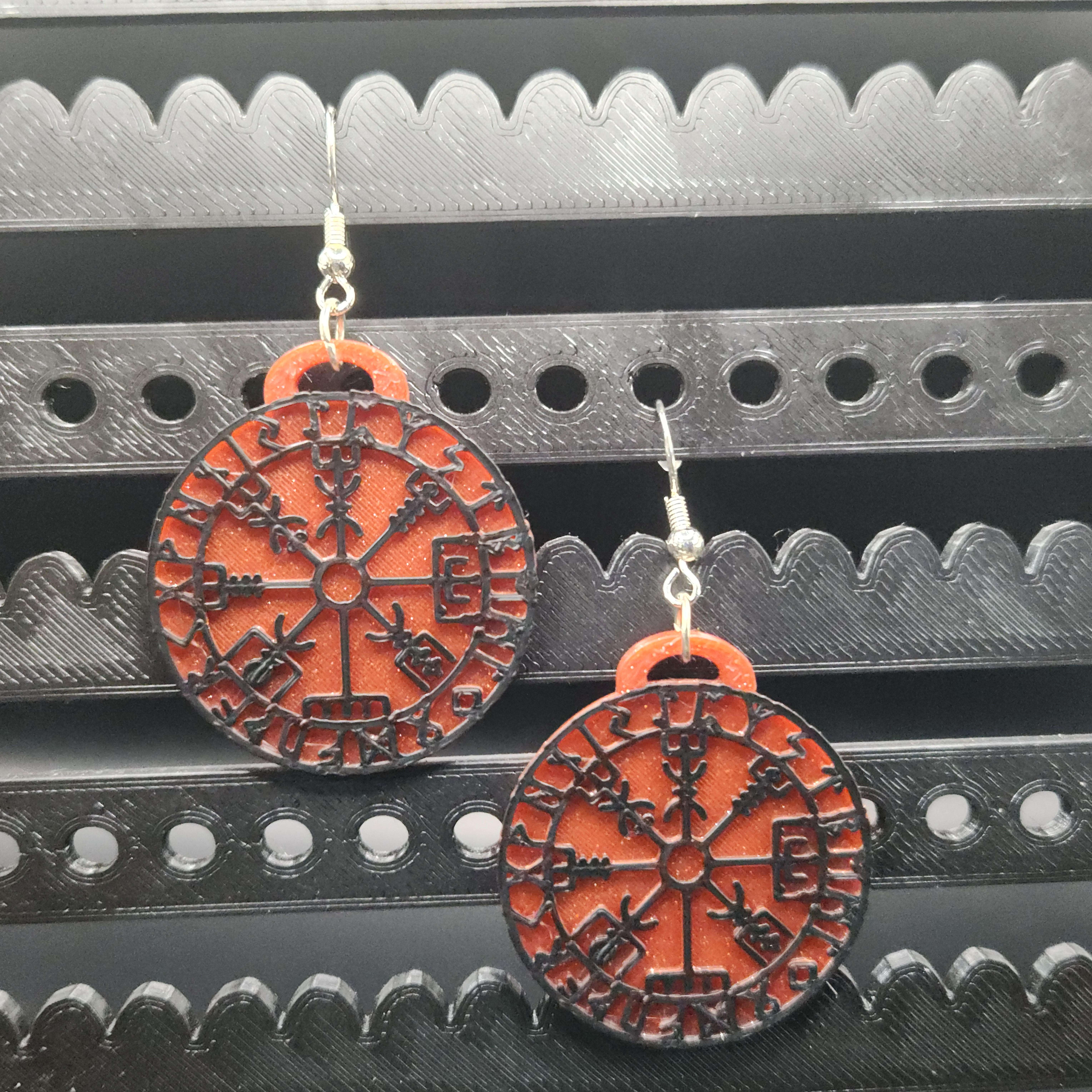 3d Printed Viking Compass Hologram Earrings