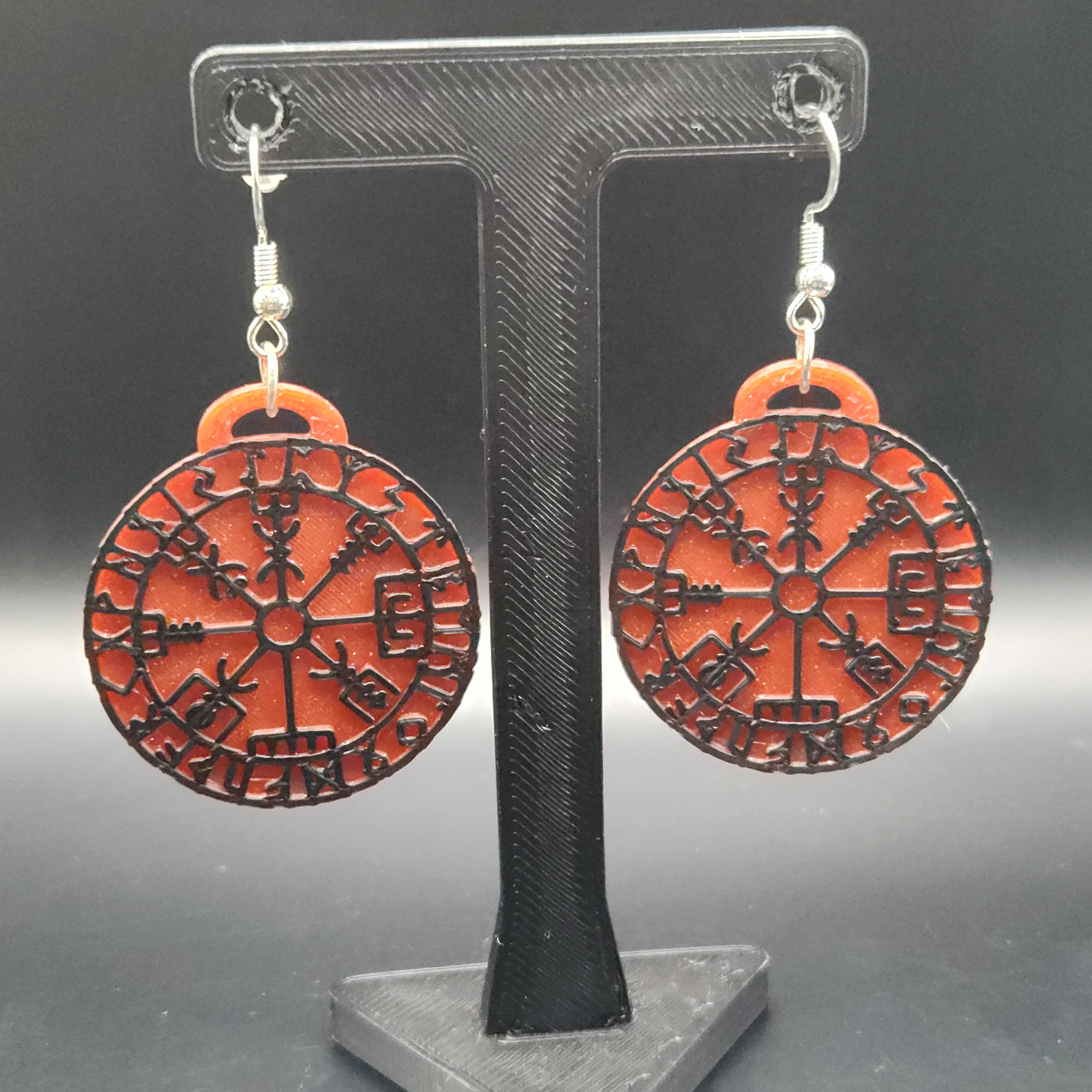 3d Printed Viking Compass Hologram Earrings