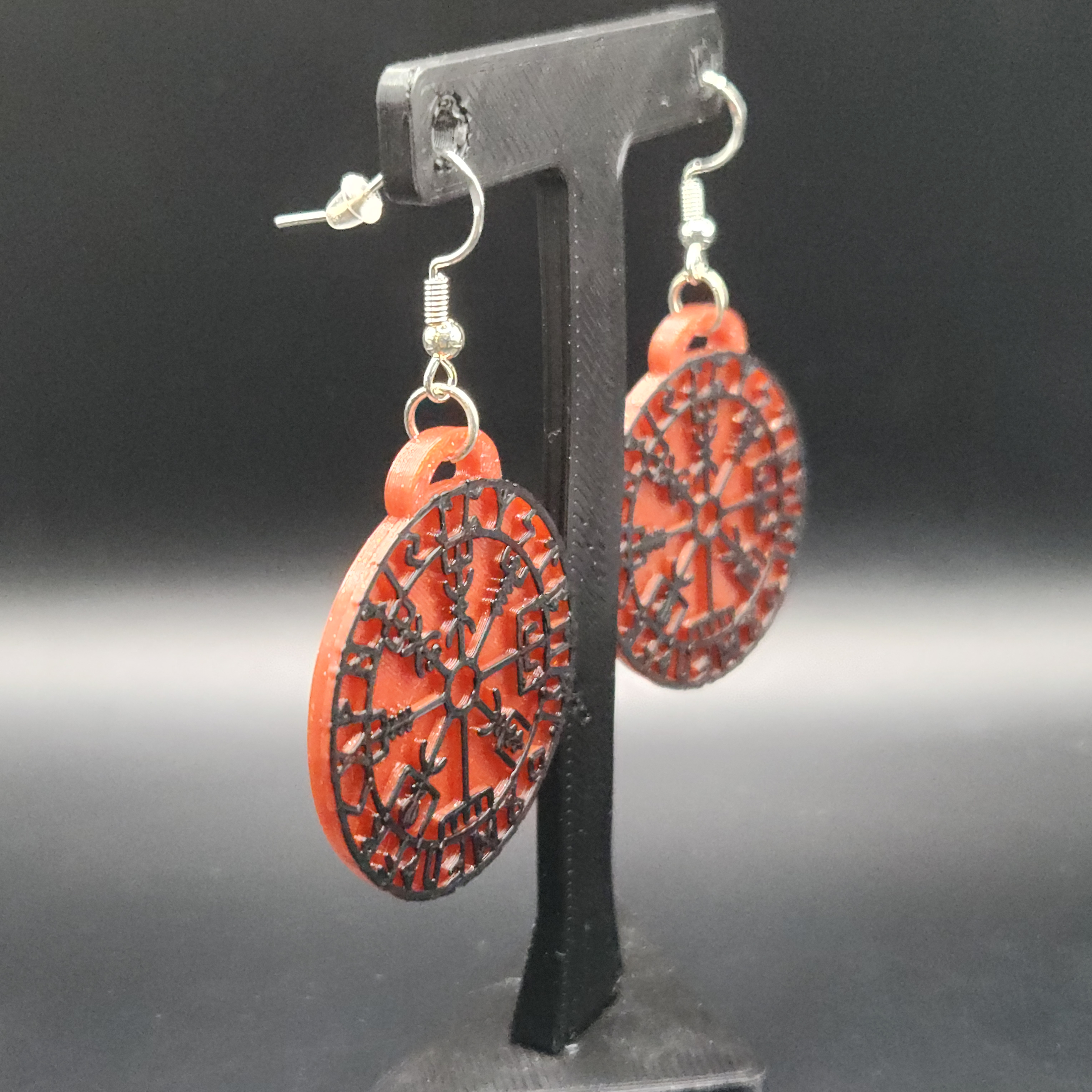 3d Printed Viking Compass Hologram Earrings