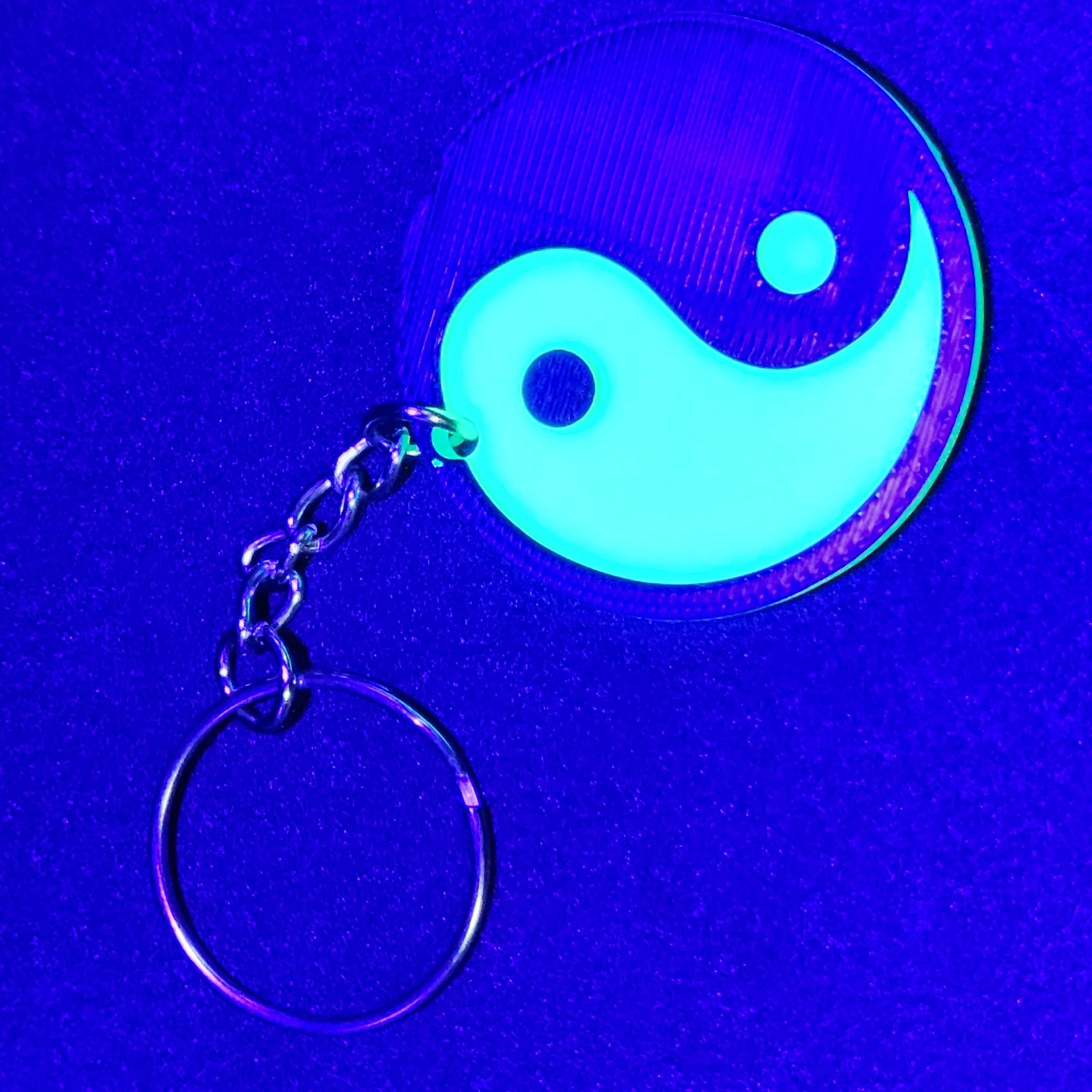 Glow in the Dark Green and Black Yin Yang Keychain