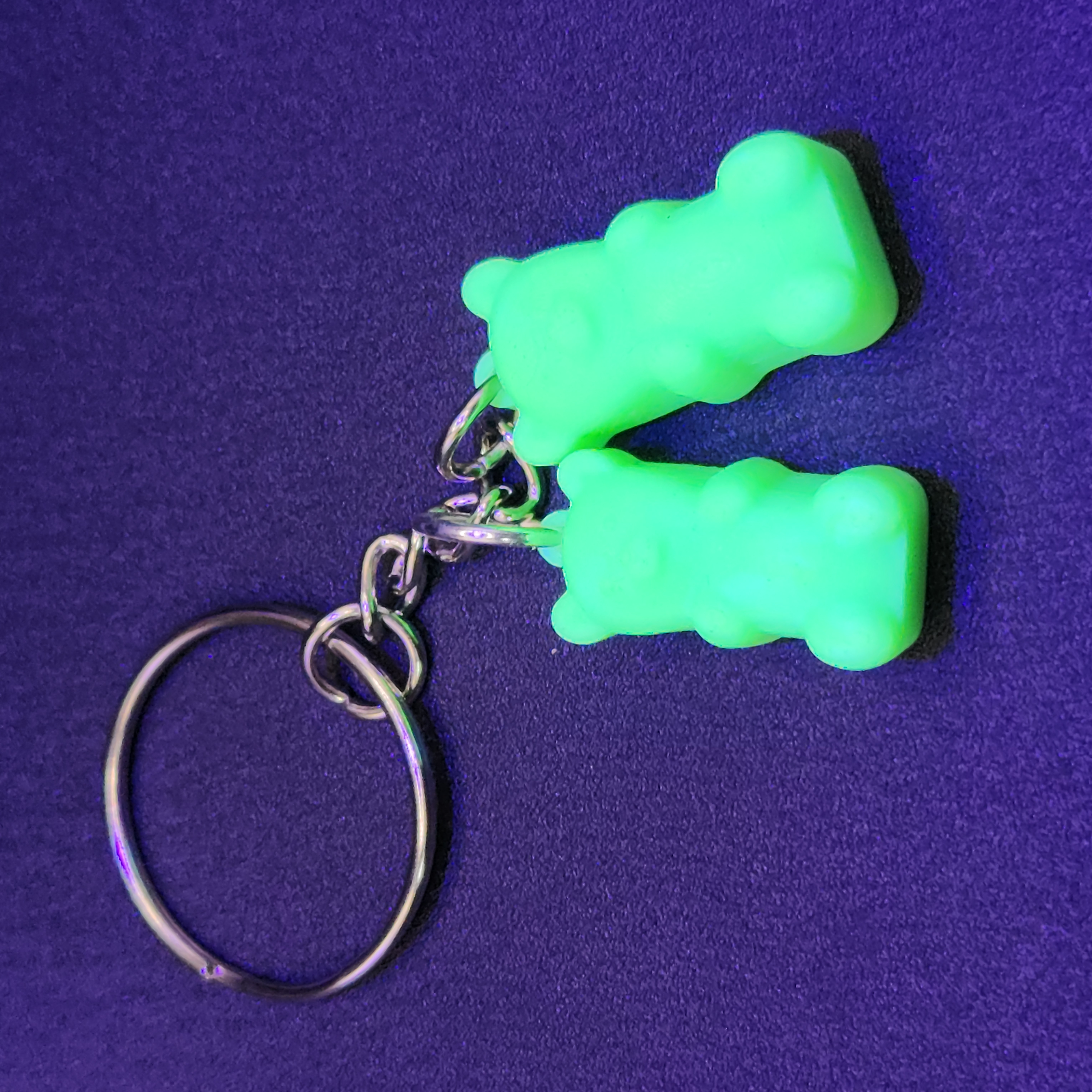 Glow in the Dark Green Gummy Bear Keychain