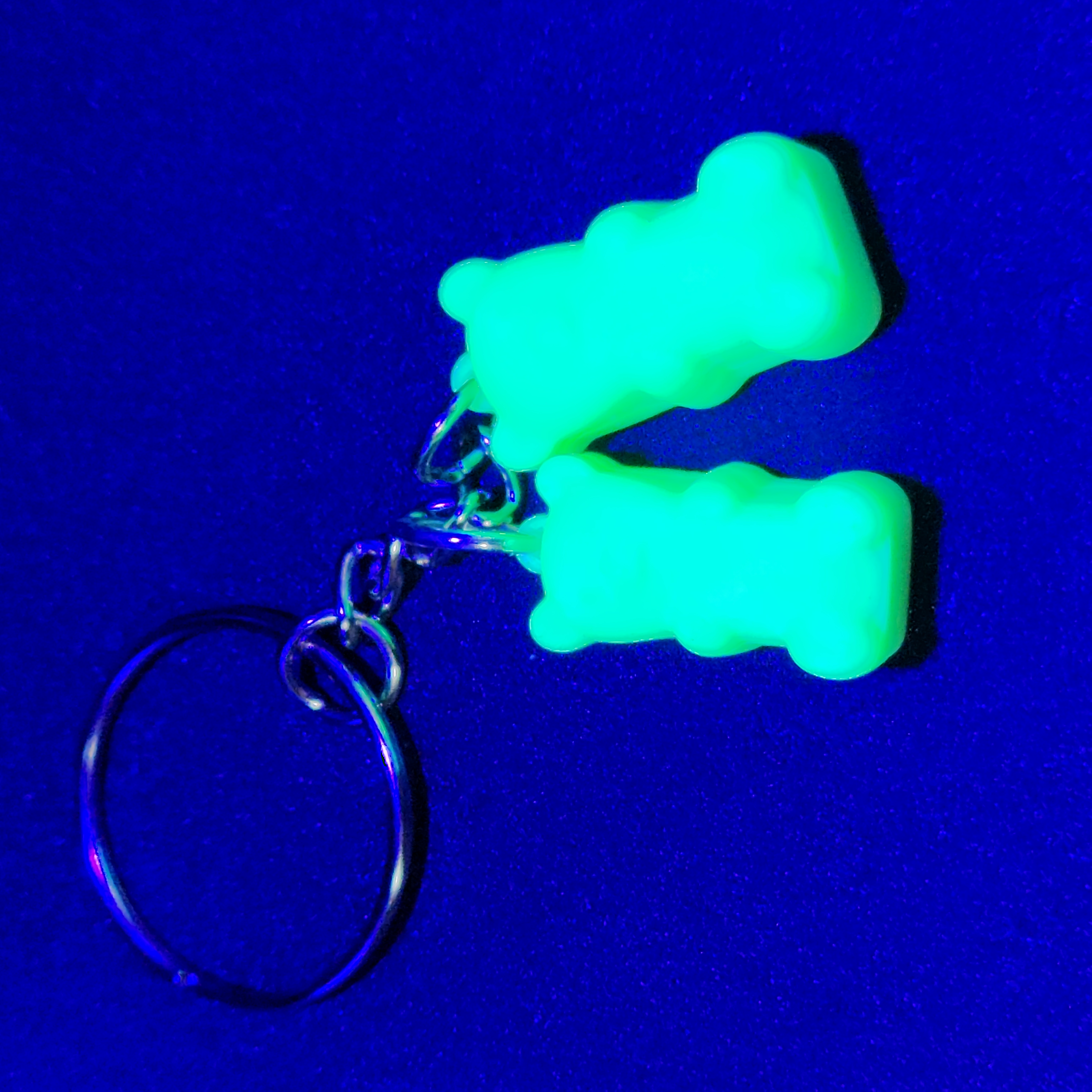 Glow in the Dark Green Gummy Bear Keychain
