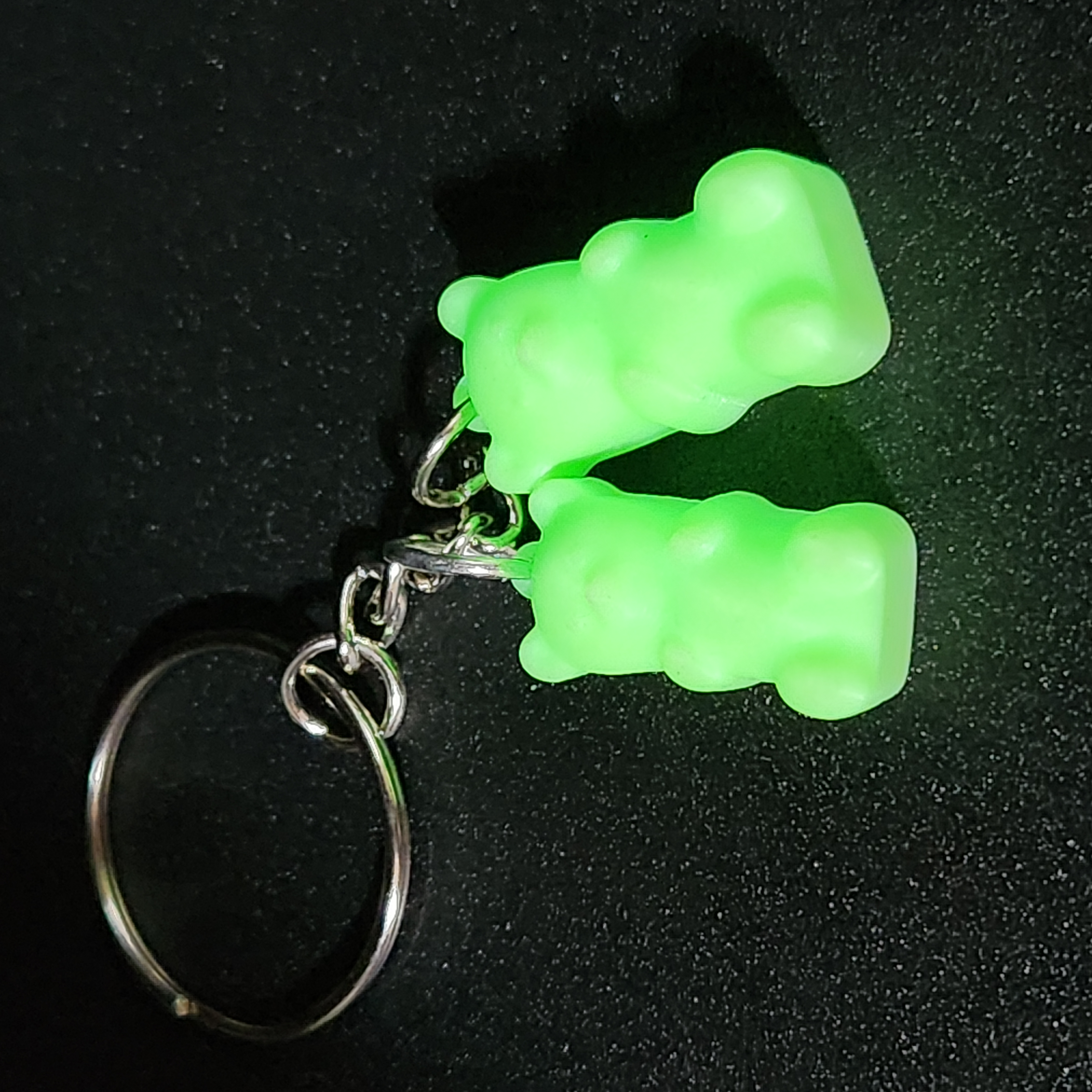 Glow in the Dark Green Gummy Bear Keychain