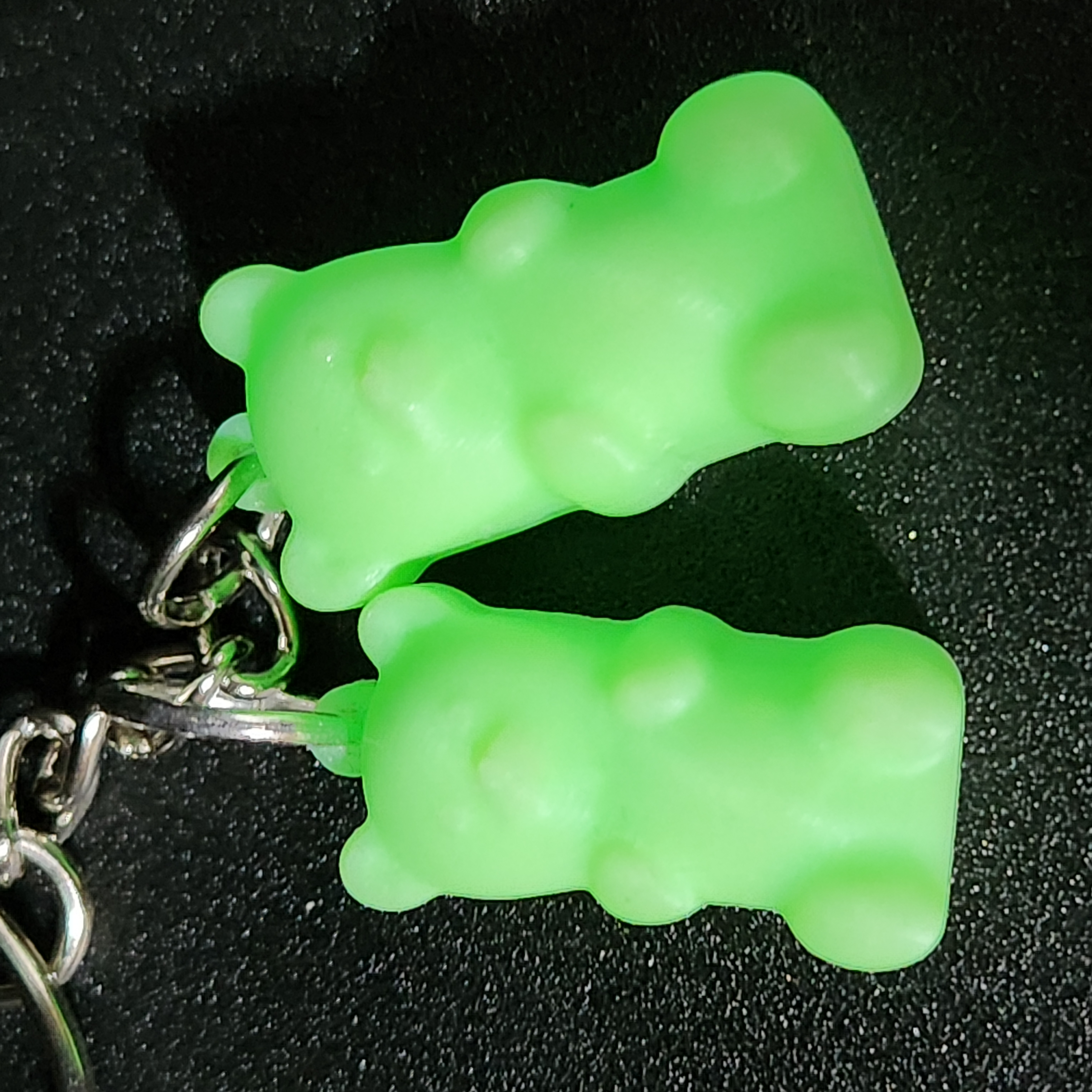 Glow in the Dark Green Gummy Bear Keychain