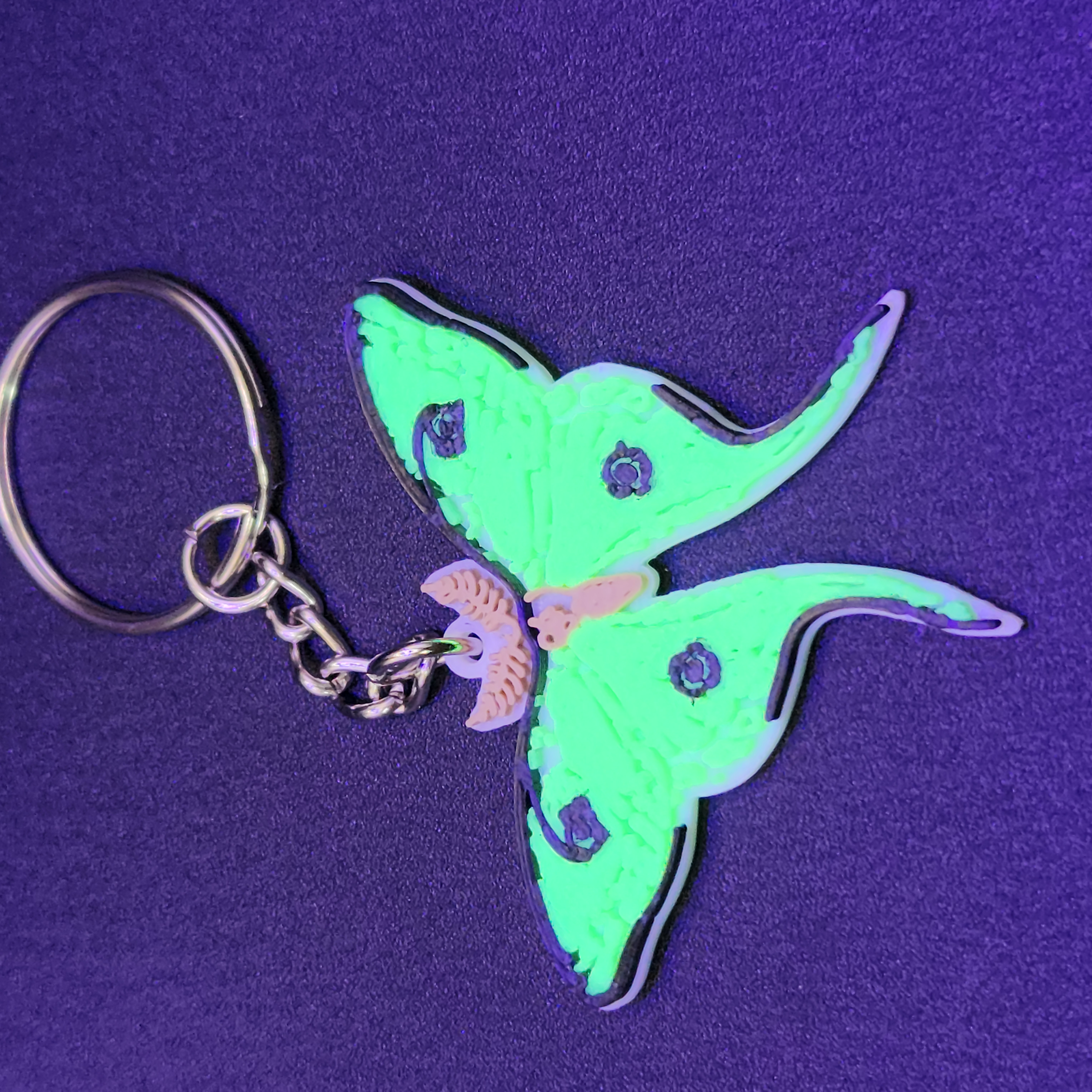 Glowing Luna Moth Keychain