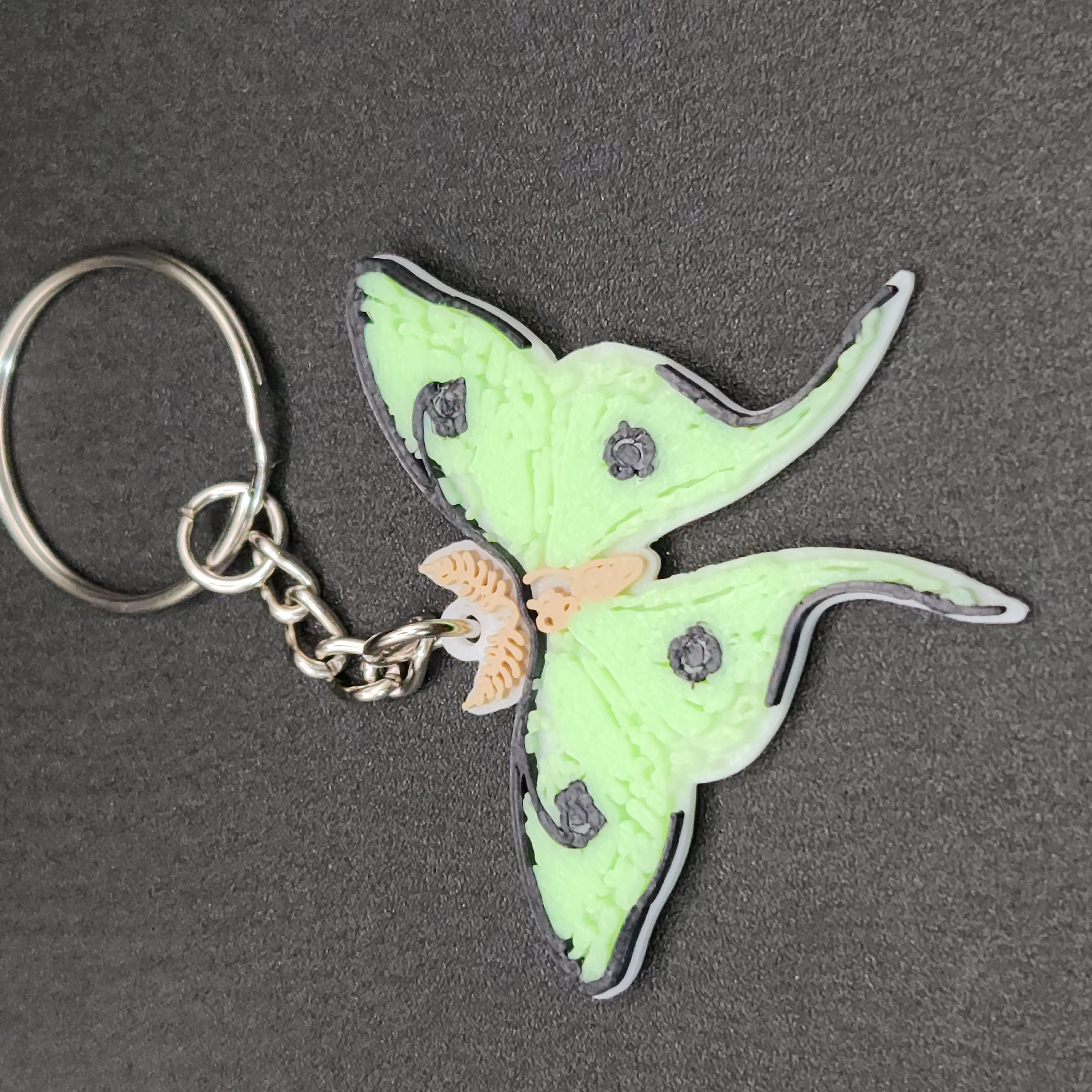 Glowing Luna Moth Keychain
