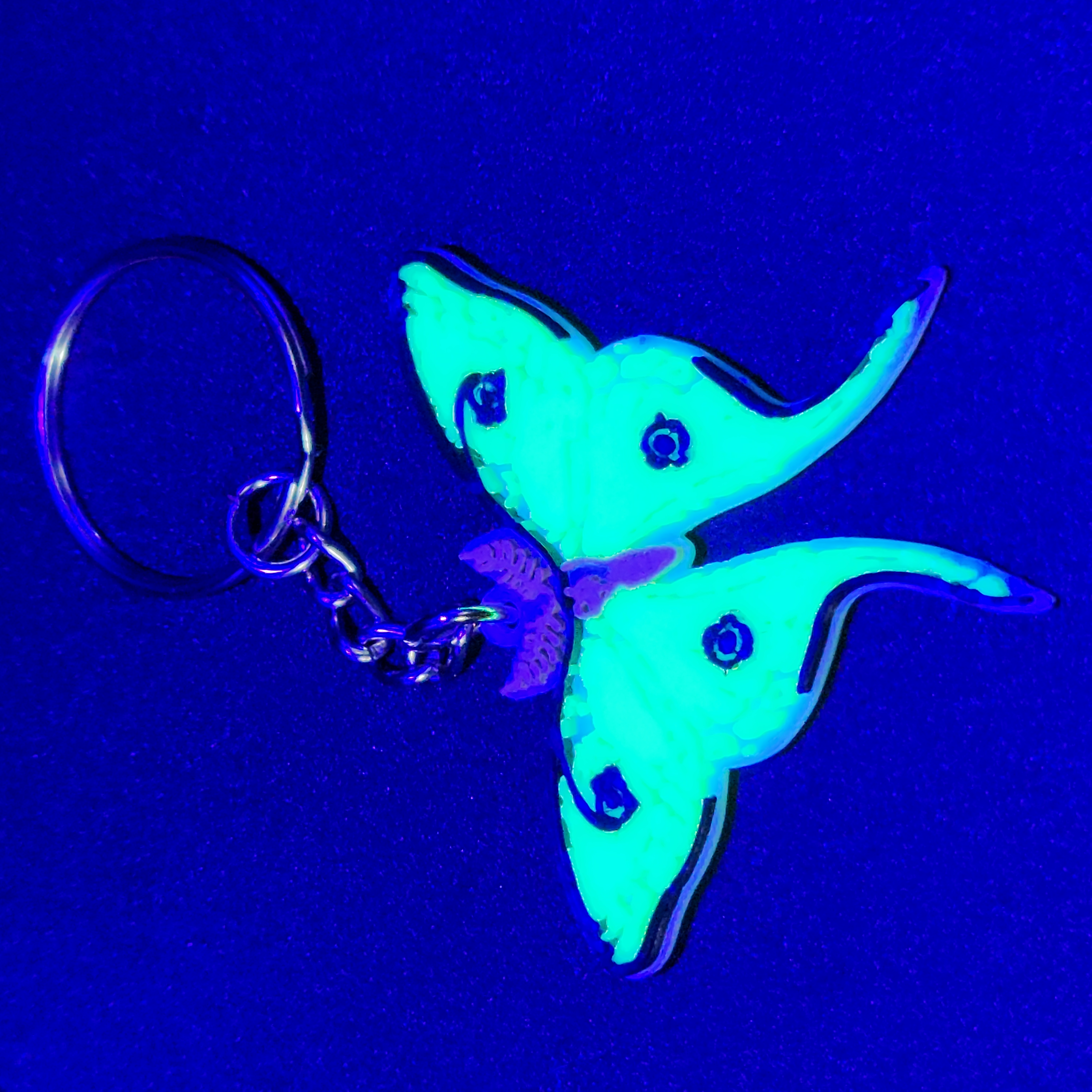 Glowing Luna Moth Keychain