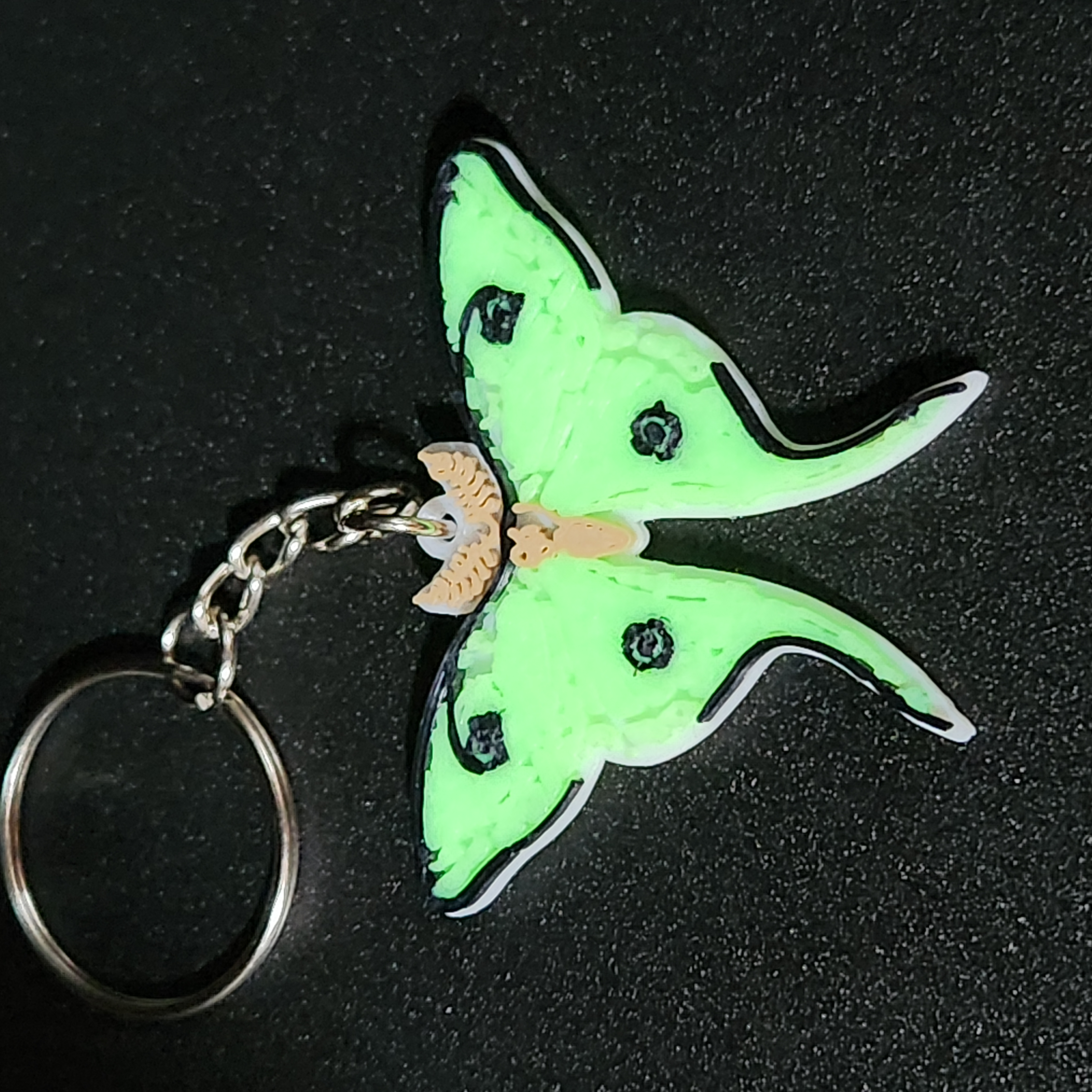 Glowing Luna Moth Keychain