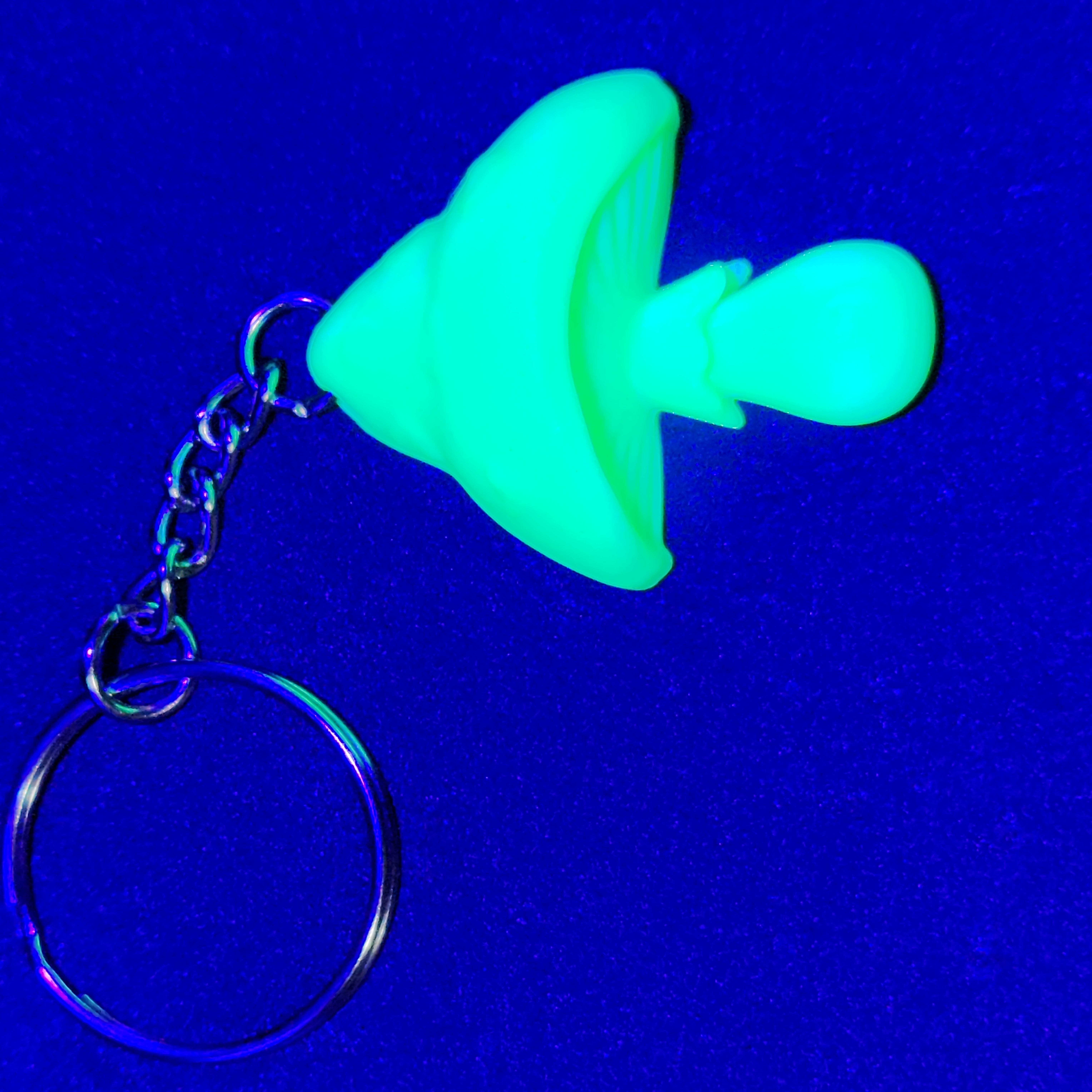Glow-in-the-Dark Green Mushroom Keychain