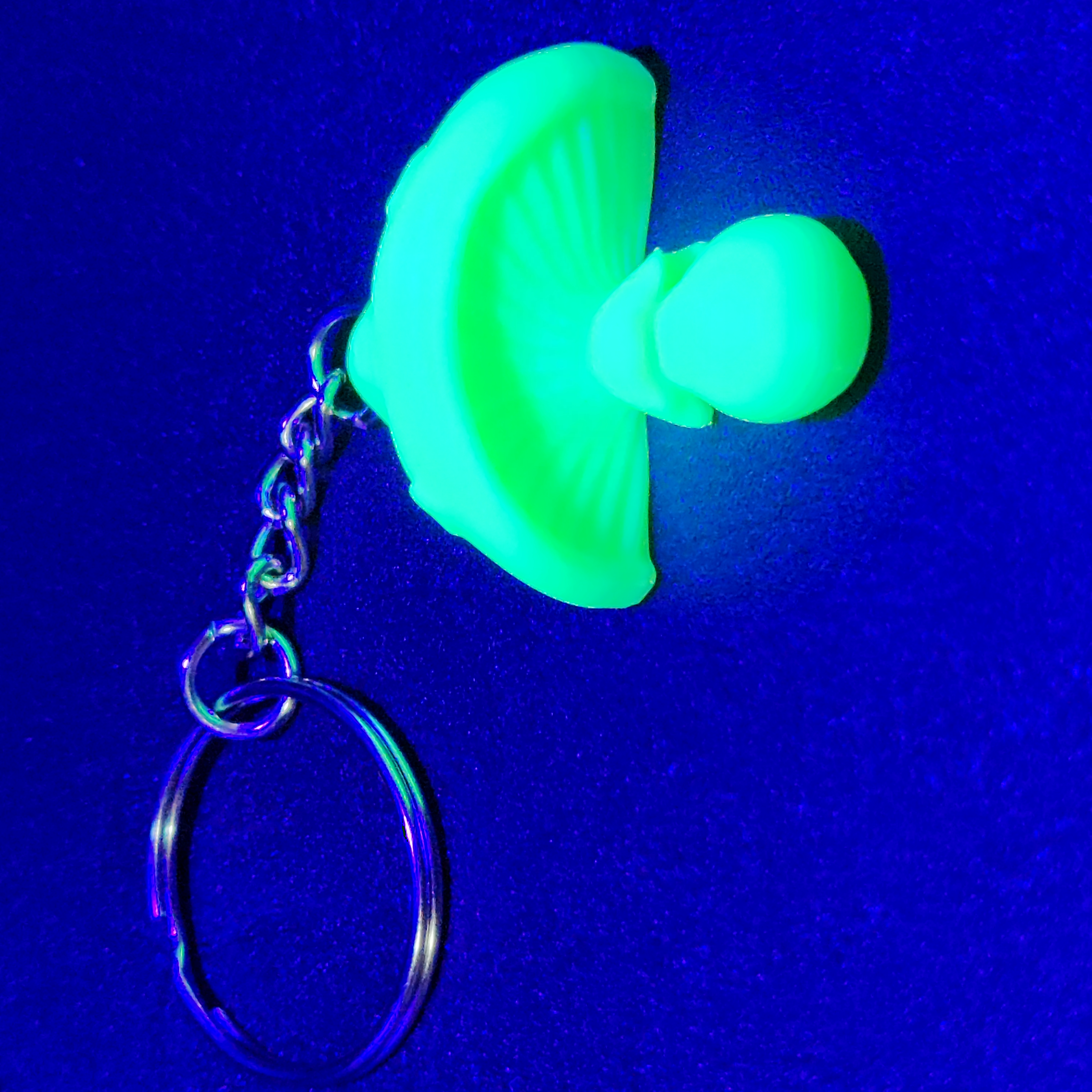 Glow-in-the-Dark Green Mushroom Keychain