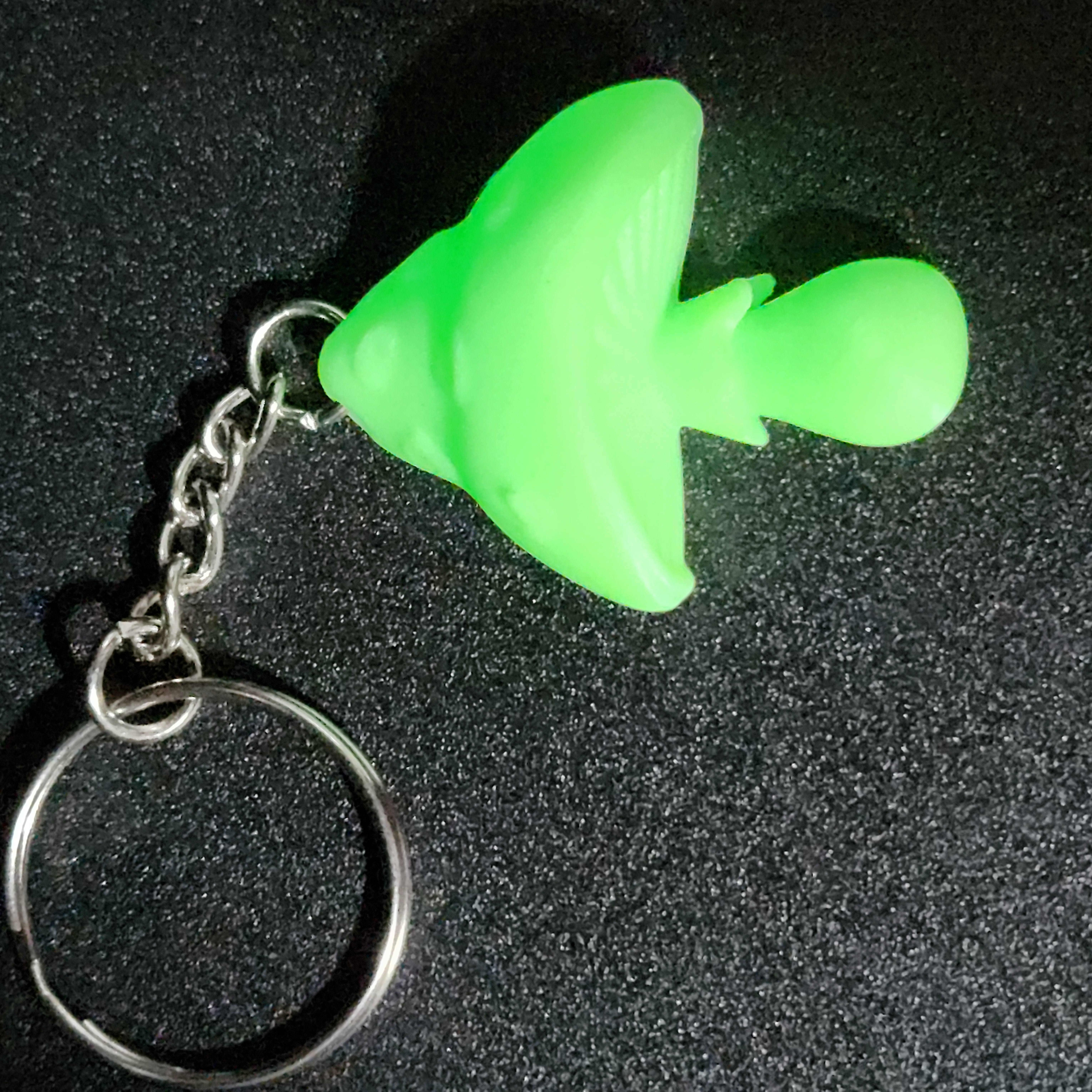 Glow-in-the-Dark Green Mushroom Keychain