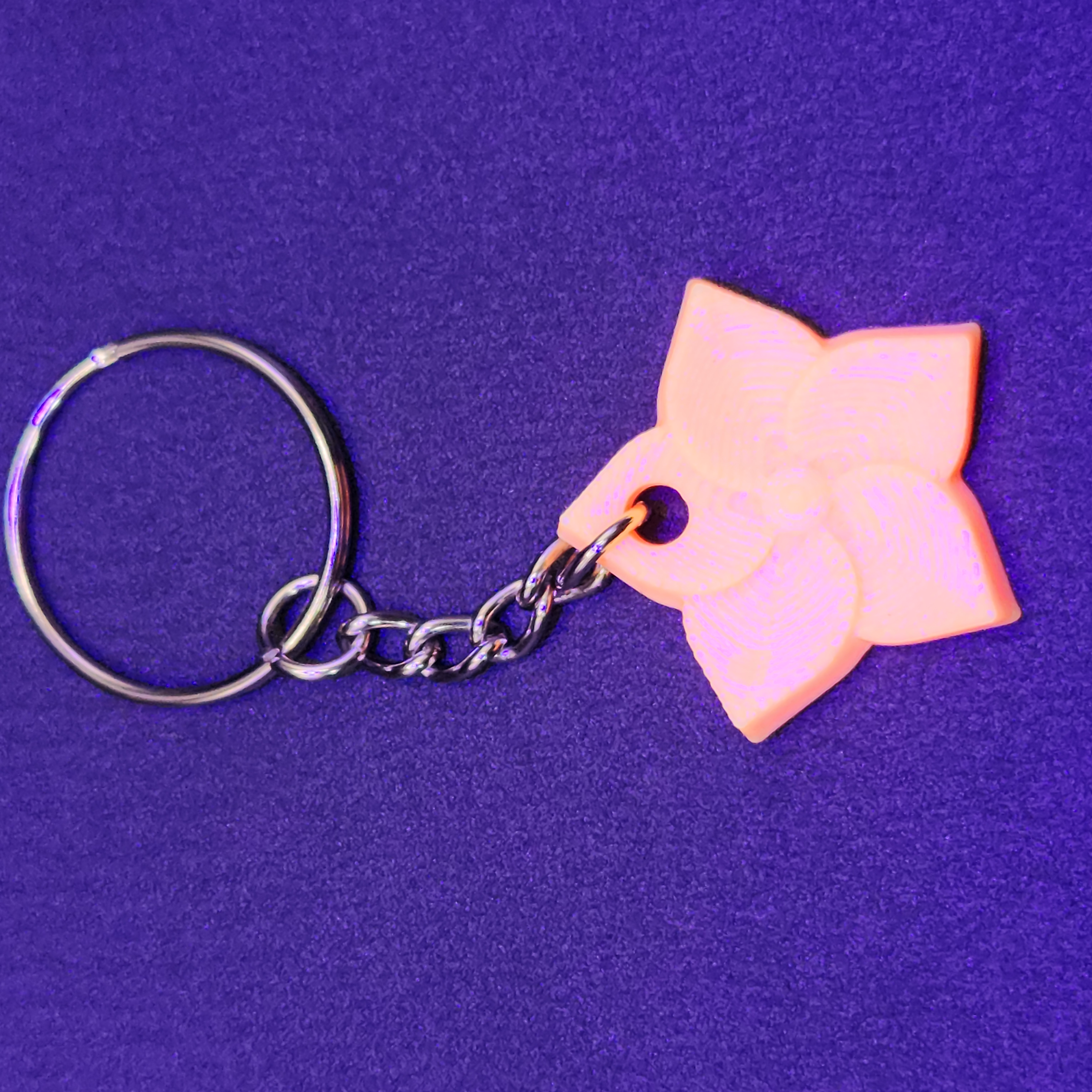 Pink to Orange Glow in the Dark Flower Keychain
