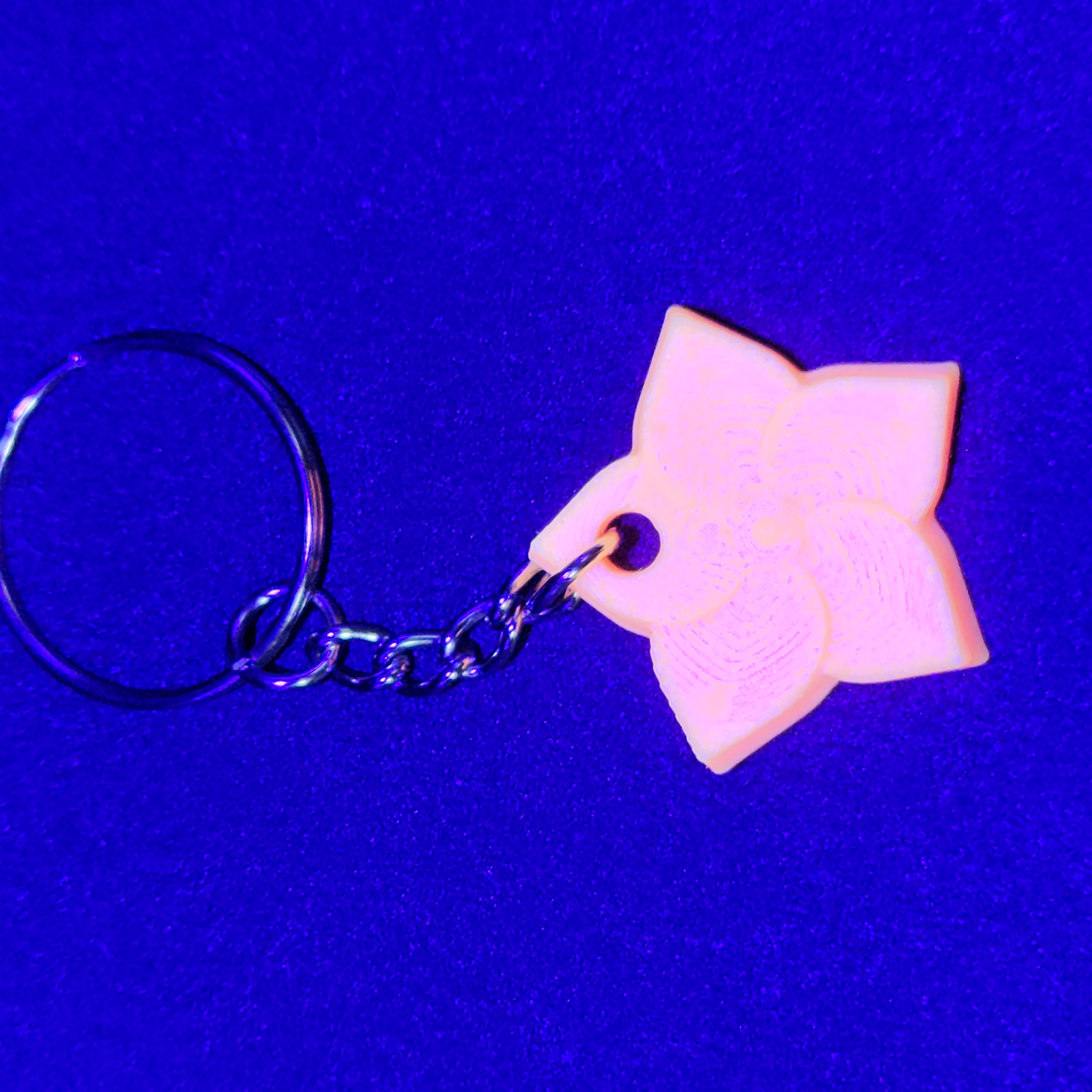 Pink to Orange Glow in the Dark Flower Keychain